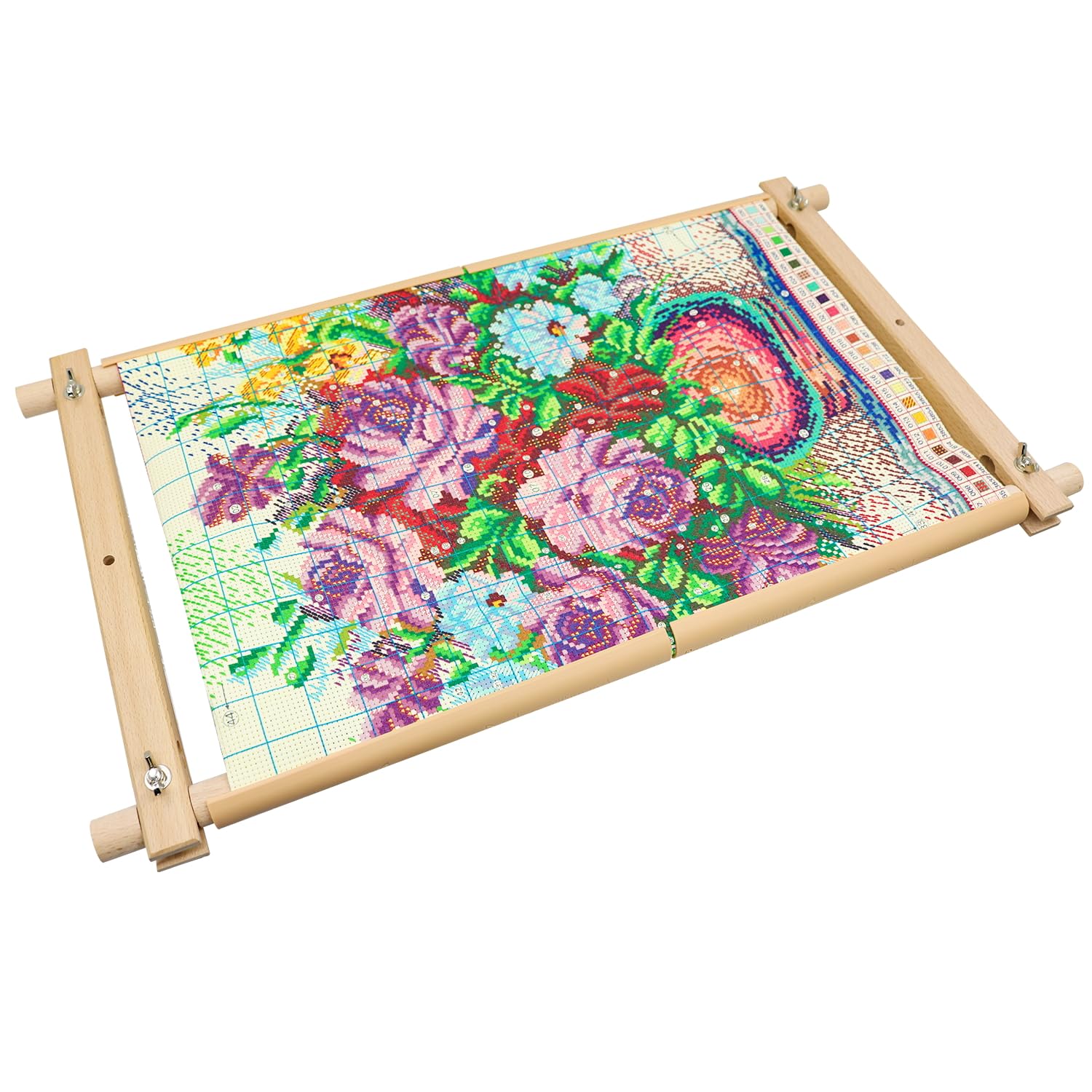 guofa Embroidery Tapestry Scroll Frame, Cross Stitch Frame, Easy to Use Natural Beech Wood Embroidery Hoop Holder, Hands Cross Stitch Supplies for Art Craft Sewing Needlework Projects