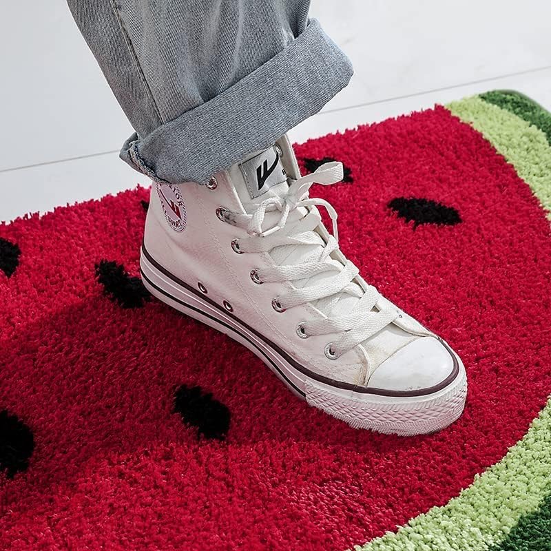 Miniatura 2 de HAPLOVE Alfombra de baño de microfibra suave con forma de limón semicircular, alfombra de baño antideslizante para cocina, dormitorio, ducha de goma