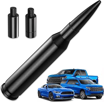 50 Cal Short Antenna for 2014-2026 Chevrolet Silverado and GMC Sierra Trucks 1500 2500HD 3500HD, Matte Black Truck Radio Antenna