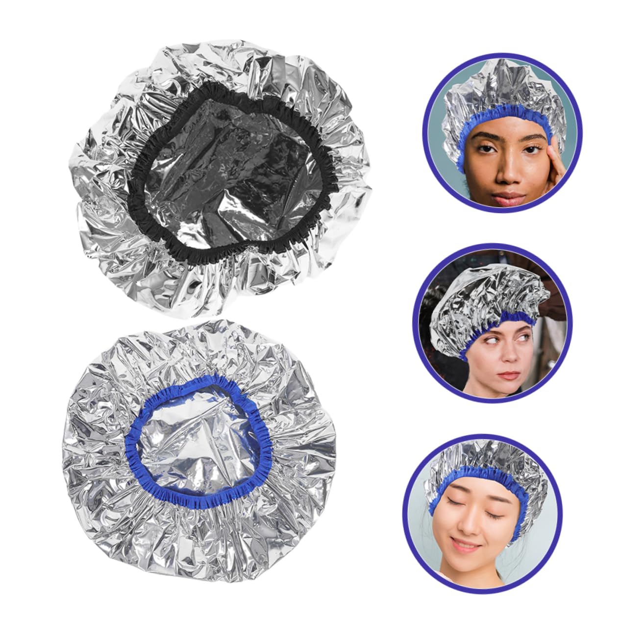 2pcs Aluminum Foil Hair Conditioning Caps Band Hair Dyeing and Treatment Caps for Salon Home Use