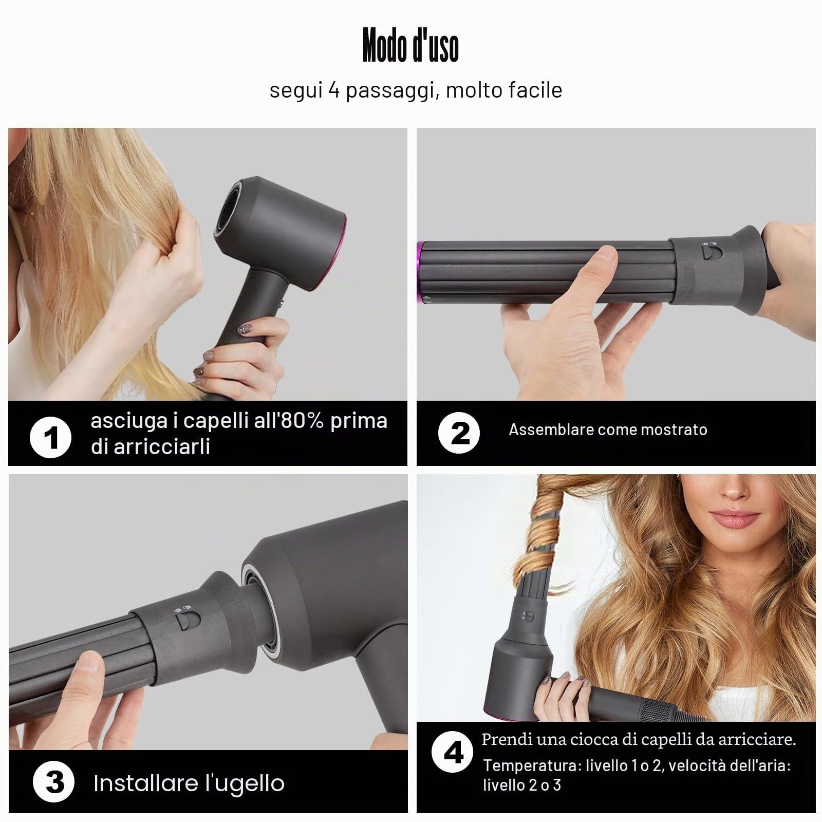 Barili lunghi da 40 mm, compatibili con Dyson Airwrap Styler HS05/HS01, accessori per più stili di capelli