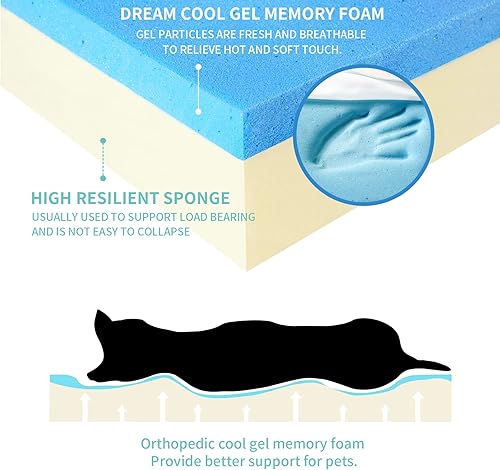 Miniatura 3 de Slecofom Cama ortopédica para perro, cama impermeable para perros con funda extraíble lavable, cama duradera para perros, cama de espuma