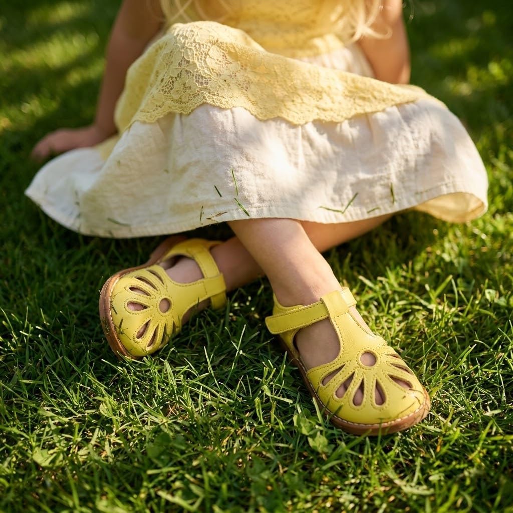 Real-world look of THEE BRON Toddler Girls Closed-Toe Sandals Sweet Retro Cutout Summer Dress Shoes showing its unique texture and premium design