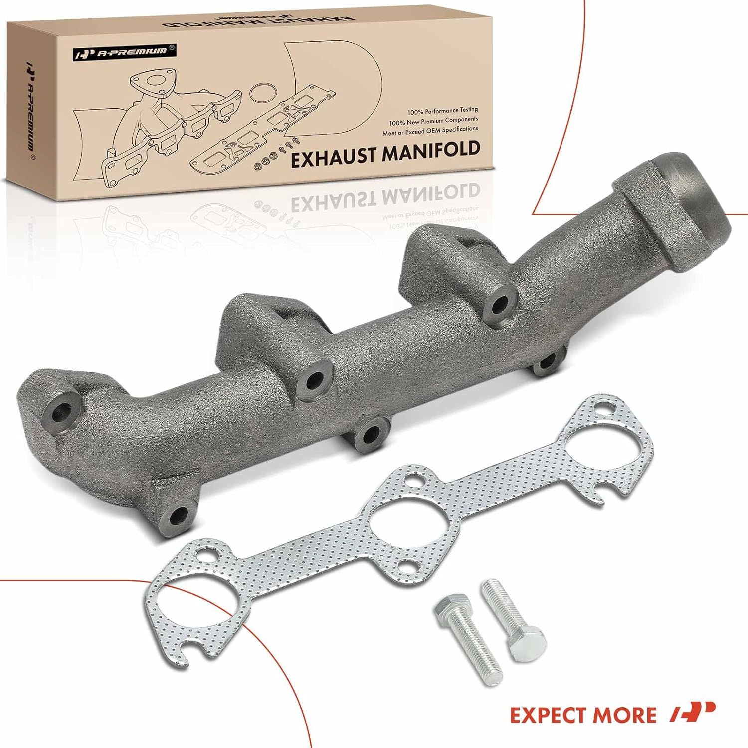 A-Premium Right Side [V6 2.9L] Engine Exhaust Manifold Kit W/Gasket & Bolts Compatible with Ford Ranger 1986-1992, Bronco II 1986-1990