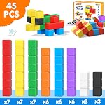 Magnetic Blocks for Kids 3-5 45PCS Toddler Magnet Tiles Construction Building Cubes Toys for 3 4 5 6 7 8+ Year Old Boys Girls Son Creative STEM Educational Montessori Sensory Christmas Birthday Gifts