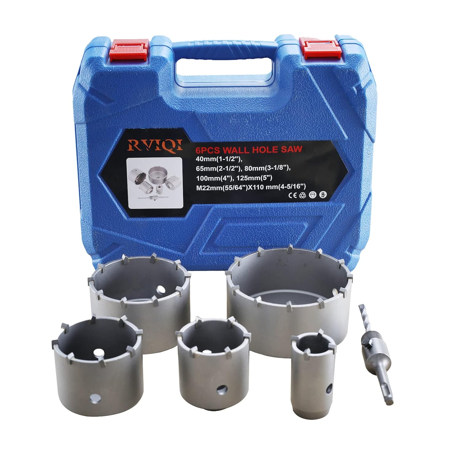 RVIQI 6PCS Concrete Hole Saw Set,Tungsten Steel SDS Plus Shank Masonry