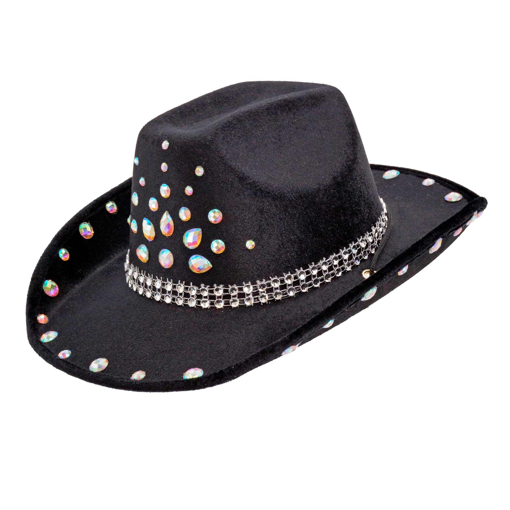 W WIDMANN MILANO Party Fashion - Cowgirl or Cowboy Hat with Diamonds Adult Accessory Carnival Stag Night