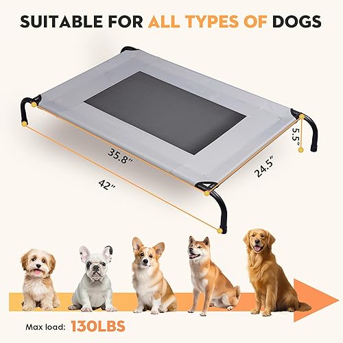 Miniatura 6 de Cama elevada para perros al aire libre para perros grandes y medianos, fácil de limpiar, transpirable, cómoda, resistente, duradera, cama elevada