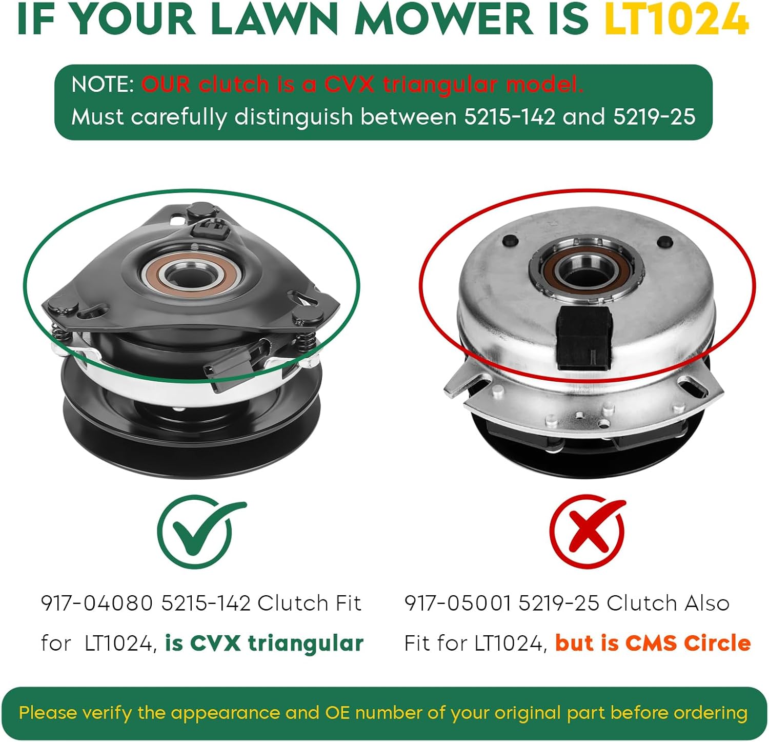 Aeagle 717-04080 Electric PTO Clutch for Cub Cadet MTD Troy-Bilt 917-04080 Warner 5215-142, for 46" 50" Deck LT1046 LT1022 GT1222 LT1024 CVX Triangular