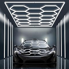 Ultra Bright Hexagon Garage Lights 720W 86400LM 6500K Hexagon LED Light Garages with Rectangle Frame 14 Grid Honeycomb