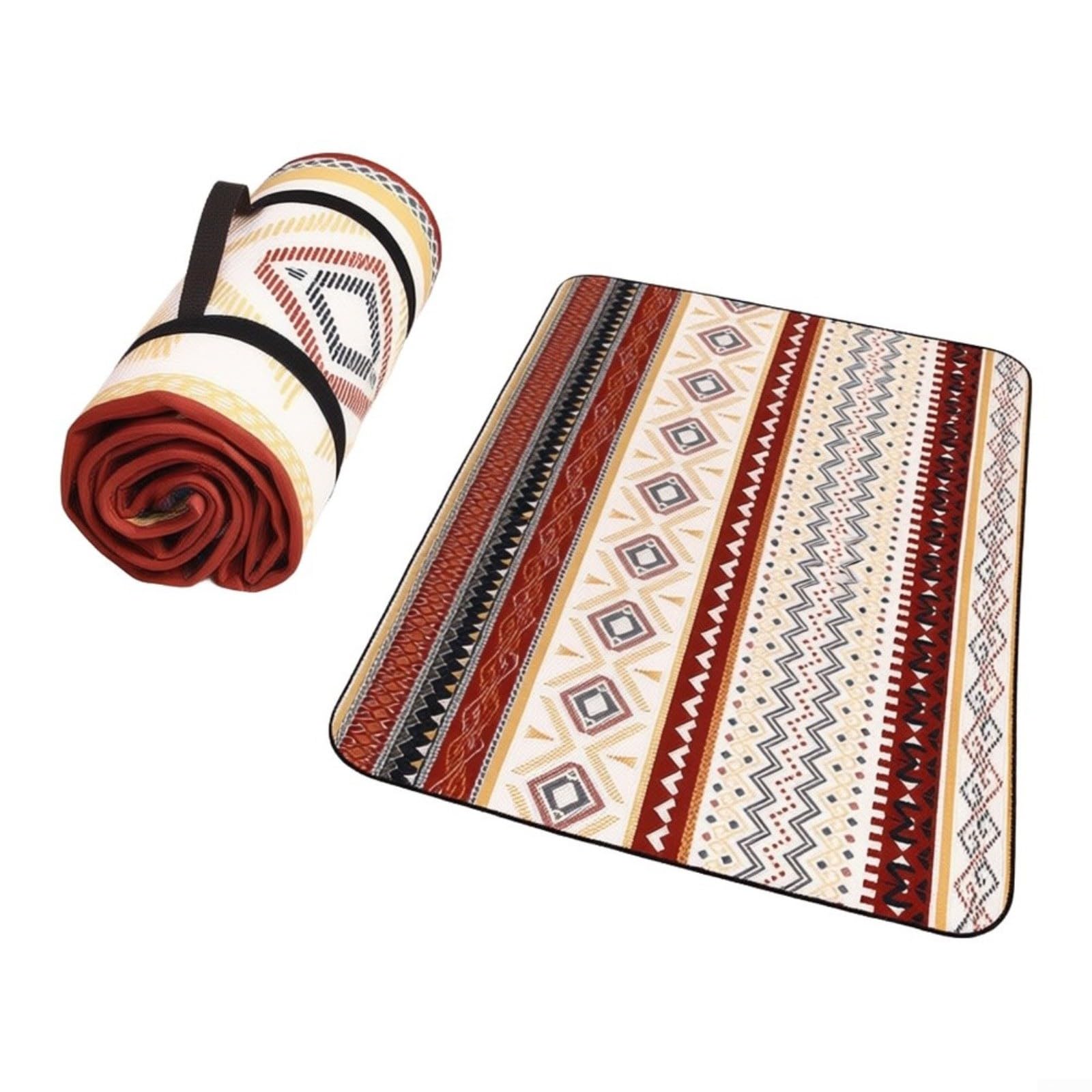 Couverture de pique-nique portable 200 x 200 cm, imperméable, tapis de sol épais pour parc et plage (noir)