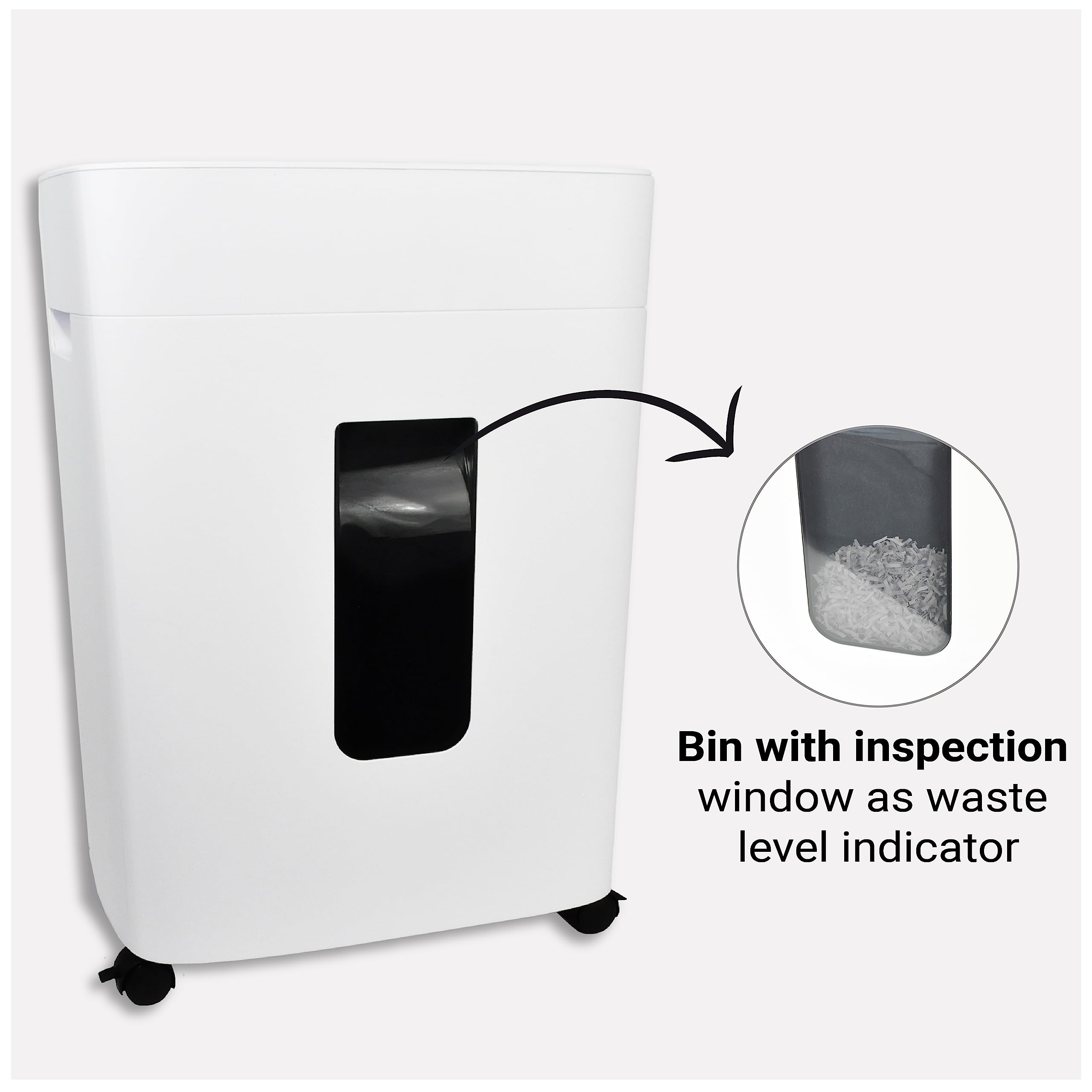 DESQ® Distruggidocumenti livello di sicurezza P5 – Microcut (2500 particelle/A4), 2 x 12 mm, 20 litri, 10 min. Non stop, 8 fogli, 4 rotelle, ufficio/casa, design olandese, 20075
