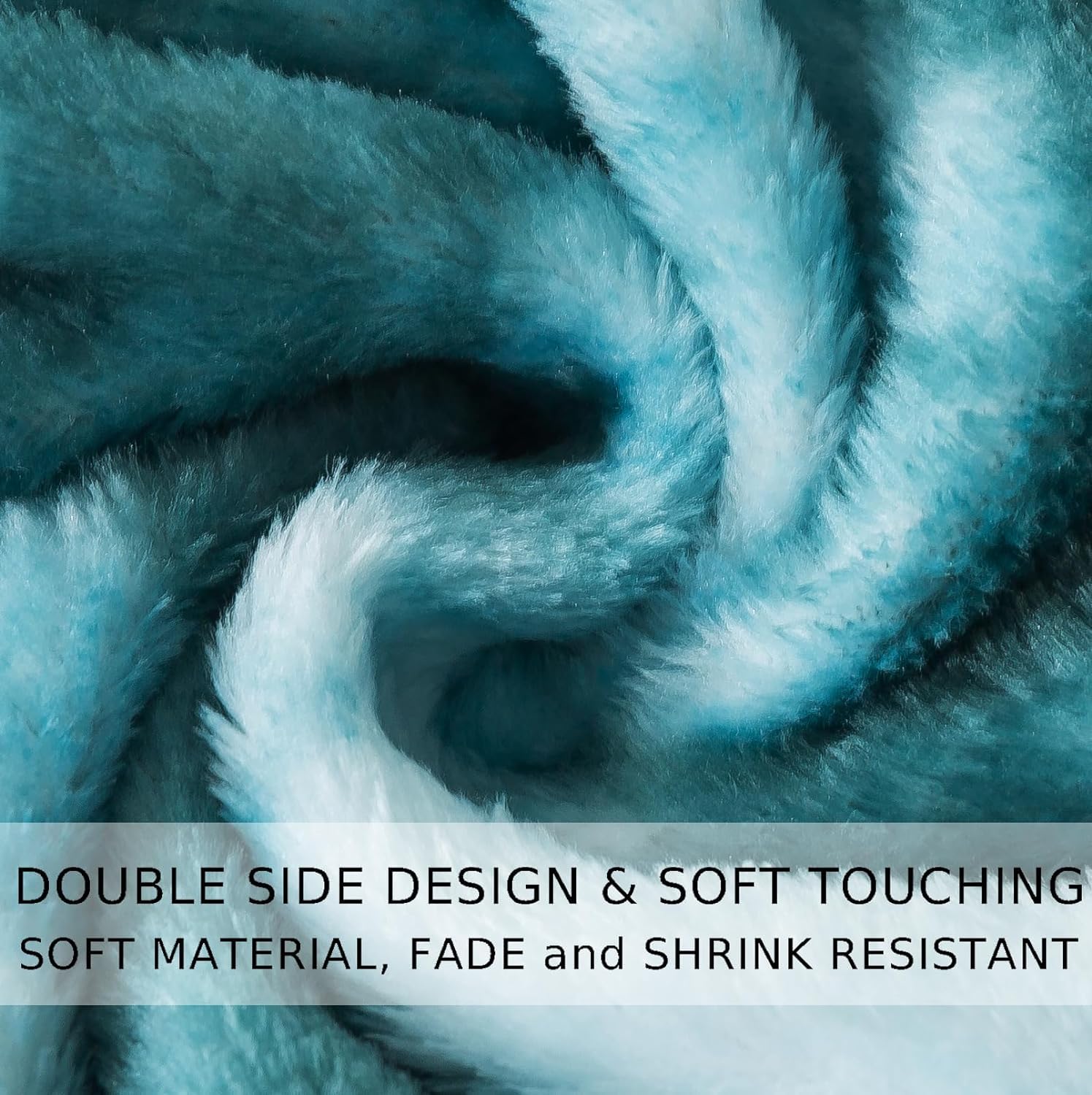 HOZY Fuzzy Faux Fur Throw Blanket, Super Soft and Cozy, Luxury Fluffy Throw Blankets for Bed Couch, Chair and Sofa - Teal, 220 X 240cm - Image 4