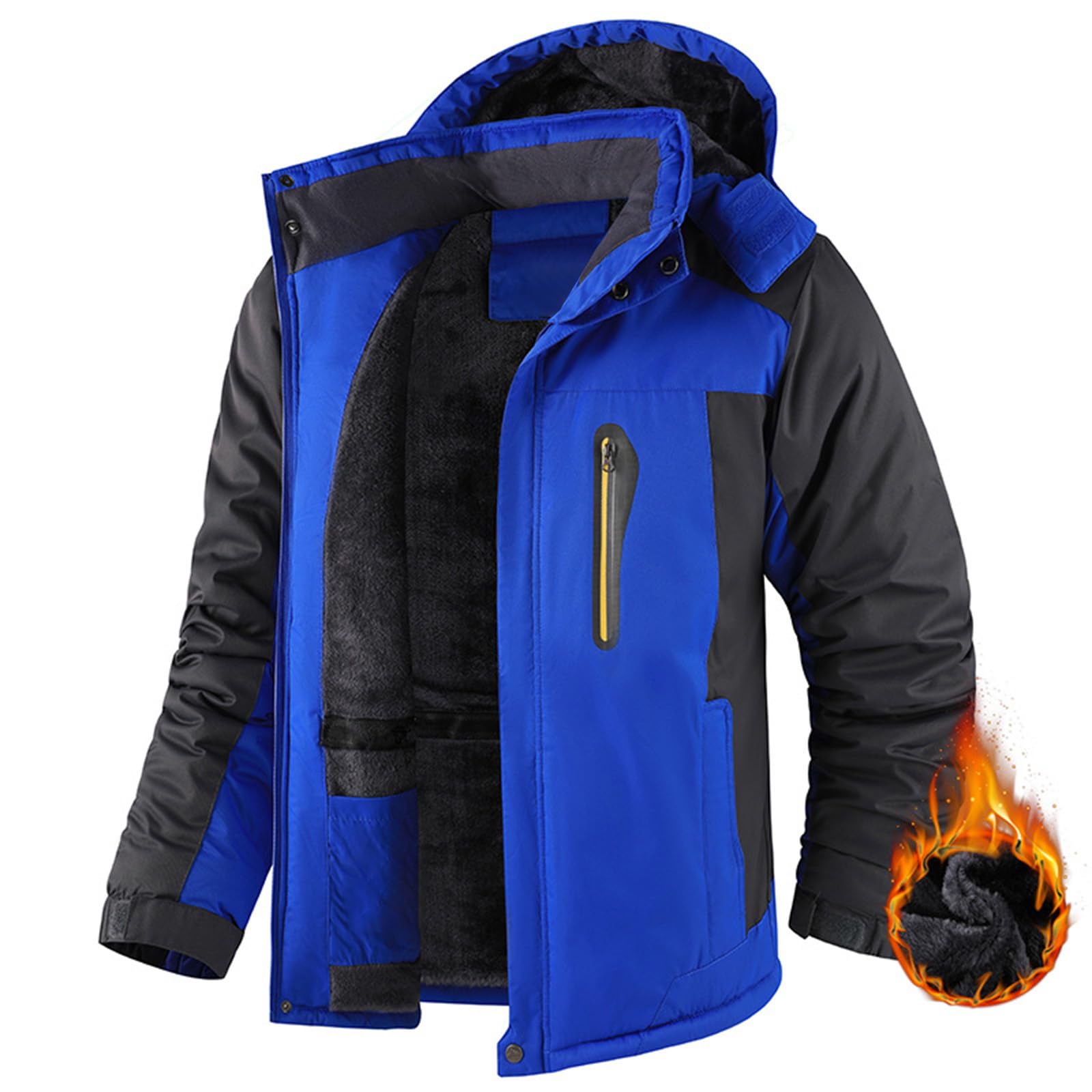 SOOUICKER Warme Winterjacke Herren Gefüttert Softshelljacke Wasserdicht Winter Skijacke Warm Outdoor Jacken Fleece Fleecejacke mit Kapuze Winddicht Softshell Funktionsjacke