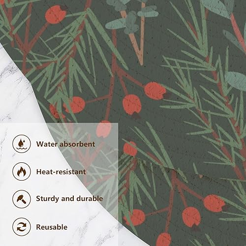 Miniatura 3 de 3 Pcs Extra Large Trivet Mat Christmas Happy New Year Pattern for Hot Pots and Pans 15in Cotton Thread Weave Heat Resistant Hot Pad for Microwave