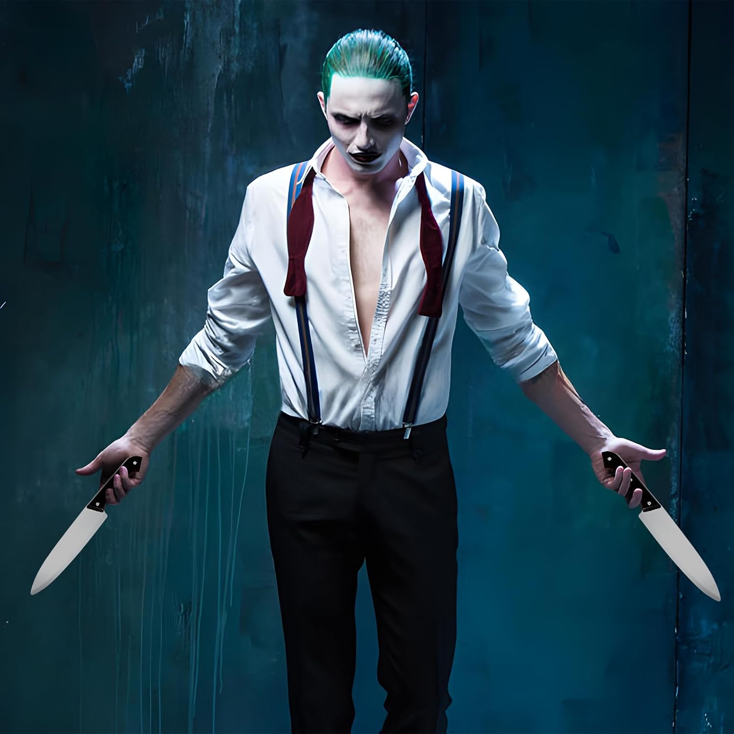 2 PCS Prop Knife - Halloween Realistic Kills Butcher Prank Props, Costume Fake Knife Accessories for Halloween Horror Party Role Playing（Gray）