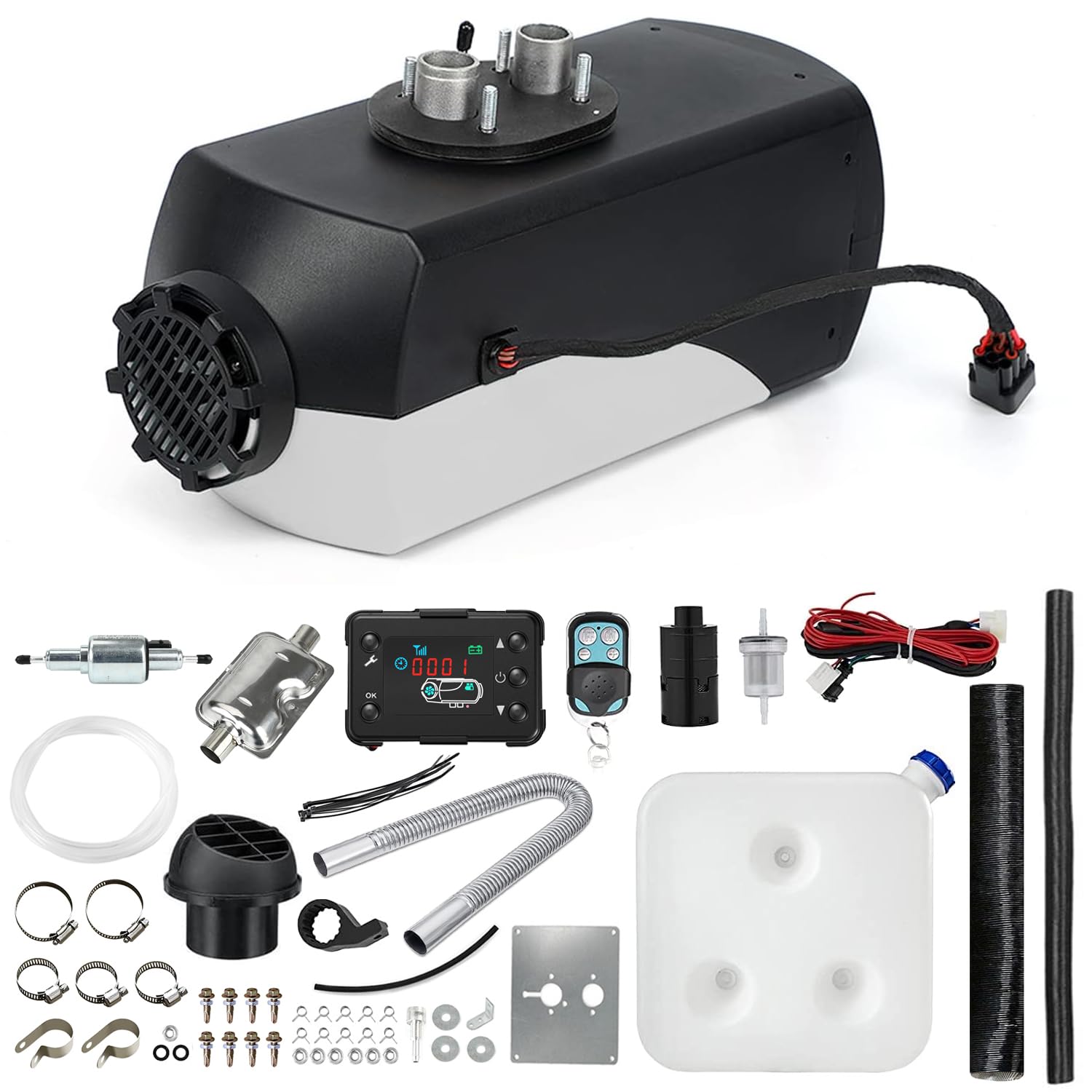 Triclicks 12V 5KW Air Diesel Heater Parking Heater Diesel Night Heater with Silencer LCD Switch Remote Control 10L Tank For Truck, Boat, Car Trailer, Motorhomes, Campervans (Style 10)