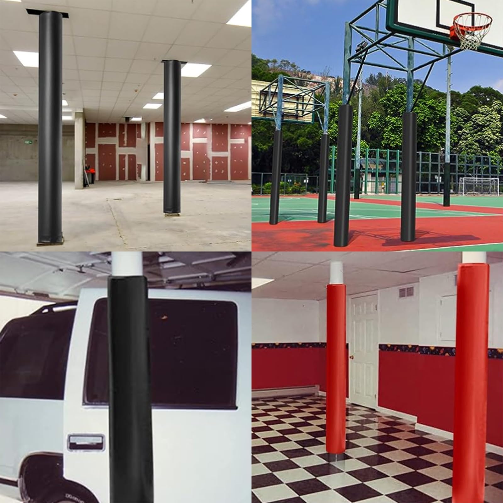 Colchón Poste Baloncesto Acolchado para Poste De Garaje, Poste De Sótano Autoadhesivo, Cubierta Protectora Profesional De Aro De Baloncesto Columna