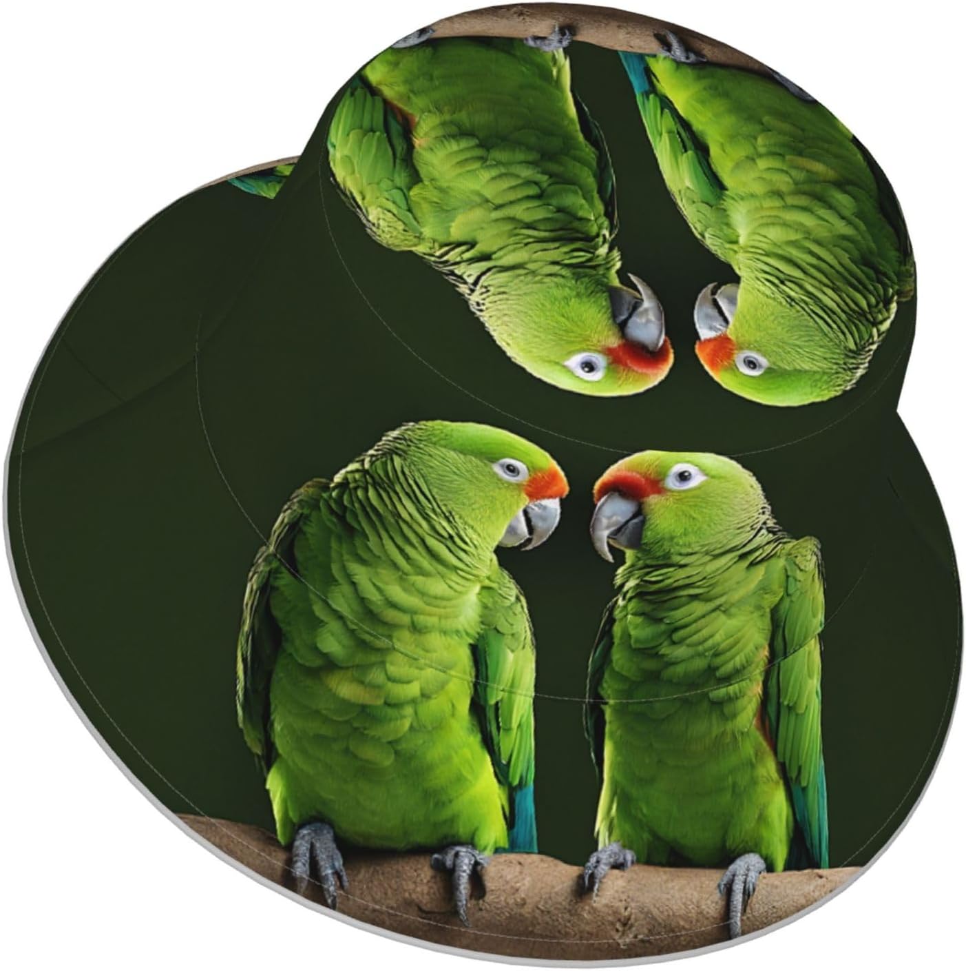 (Two Parrots On Green Palm Tree) Reflective Reversible Bucket Hat Foldable Breathable Stylish Two-Way Wear for Outdoor Travel Daily Activities