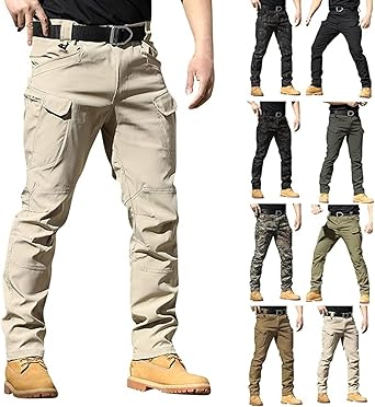 OIOLOYJM Military Cargo Pants for Men Hiking Relaxed Fit Work Waterproof Stretch Tactical Lightweight Outdoor Travel Pant