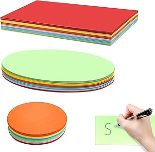 360 Stück Moderationskarten Set, 6 Farben, Metaplankarten in Rund, Oval und Rechteckig, Präsentationskarten für Präsentation, Vortrag, Büro und Schule