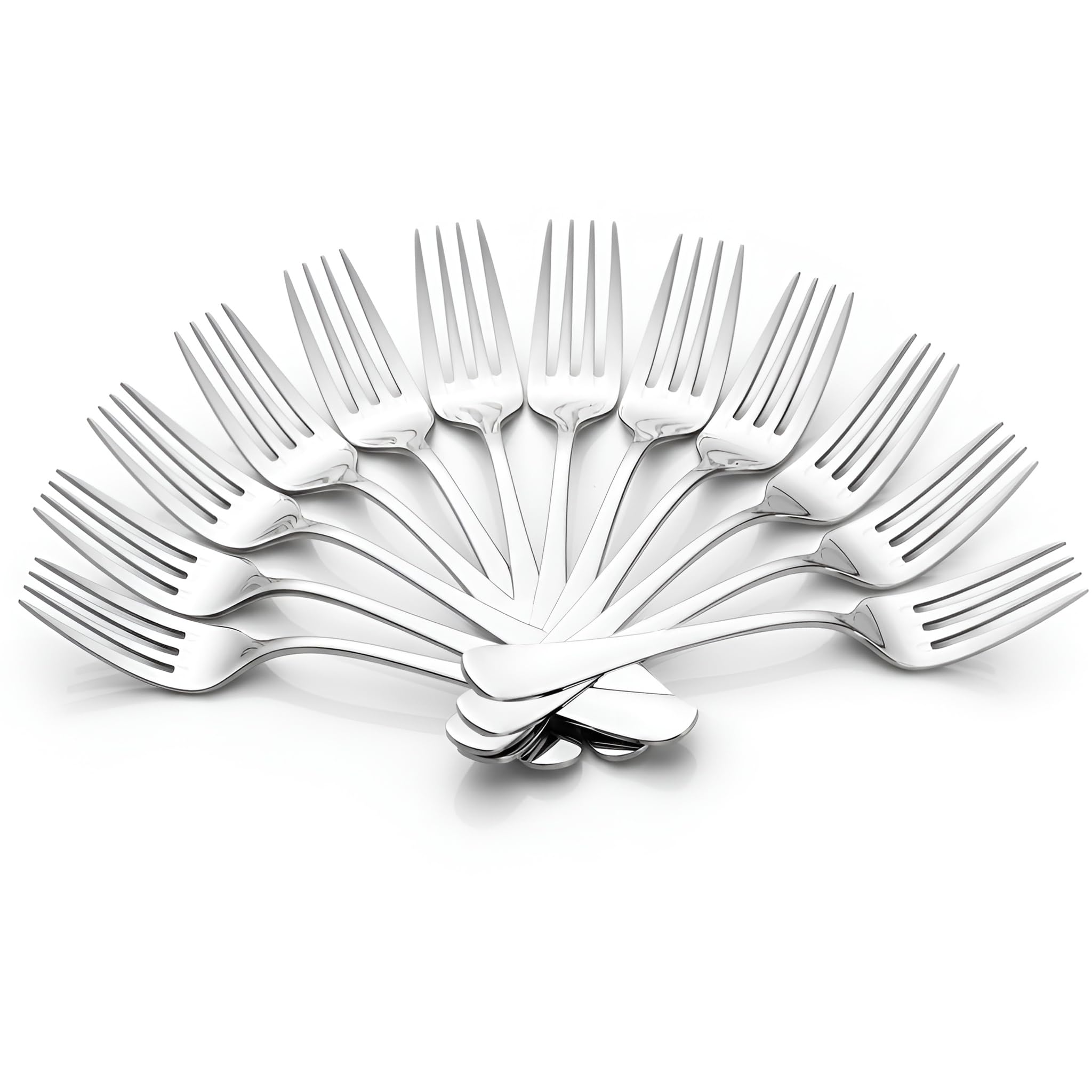 Parage 12 Pieces Stainless Steel Dinner Forks Set - Fork Set for Home and Kitchen, 12-Pieces Fruit Fork for Dining Table, Shiny and Sturdy Handle Forks with Round Edge