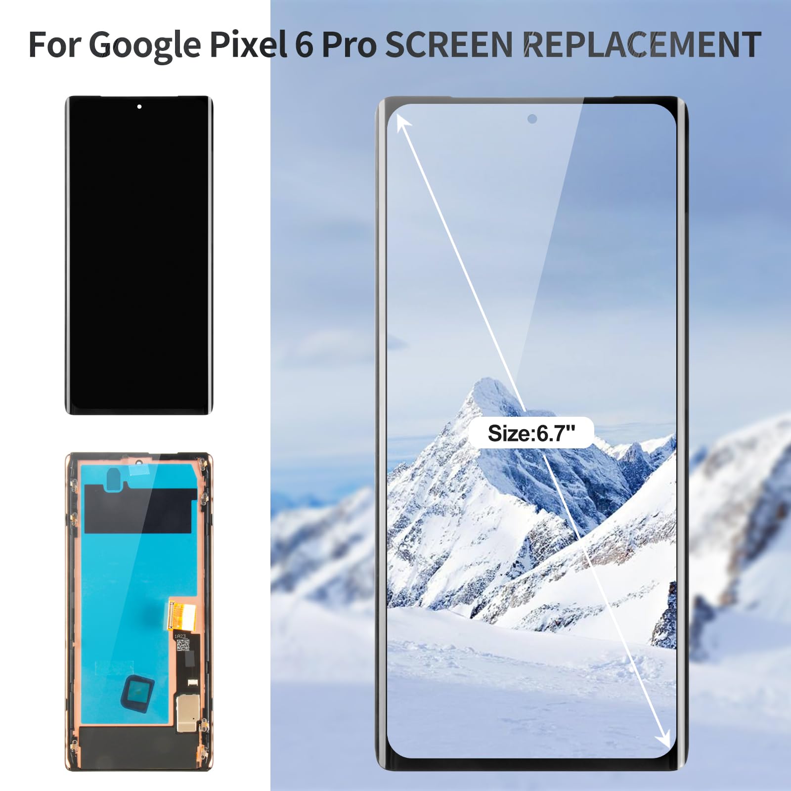 OLED for Google Pixel 6 Pro Screen Replacement 5g for Google Pixel 6 Pro Display Digitizer for Pixel 6 Pro G8VOU LCD Touch Screen Assembly with Frame GLUOG GF5KQ Black (with Fingerprint Function)