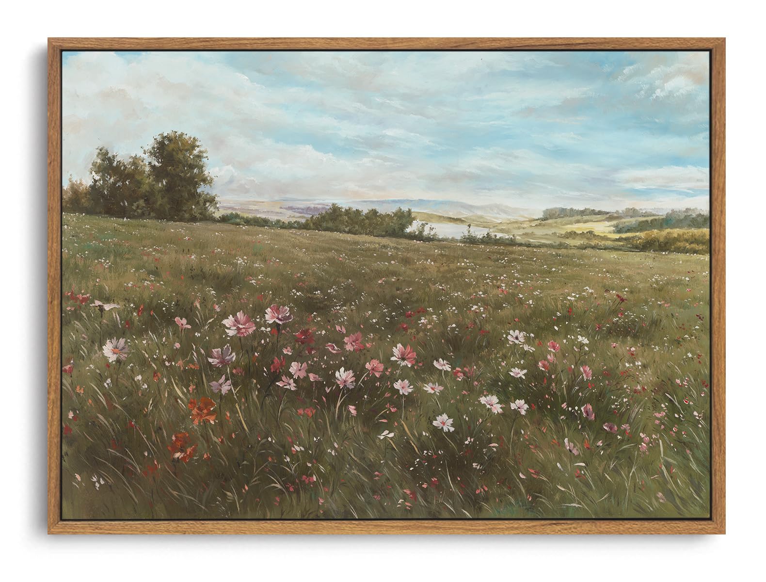 OIQArtOIQ Framed Canvas Wall Art,Vintage Decor,Landscape Nature Country Wildflower Paintings Farmhouse Pictures Modern Artwork Rustic Fall Flower Prints Cottagecore Office Living Room Bedroom Bathroom — view 28