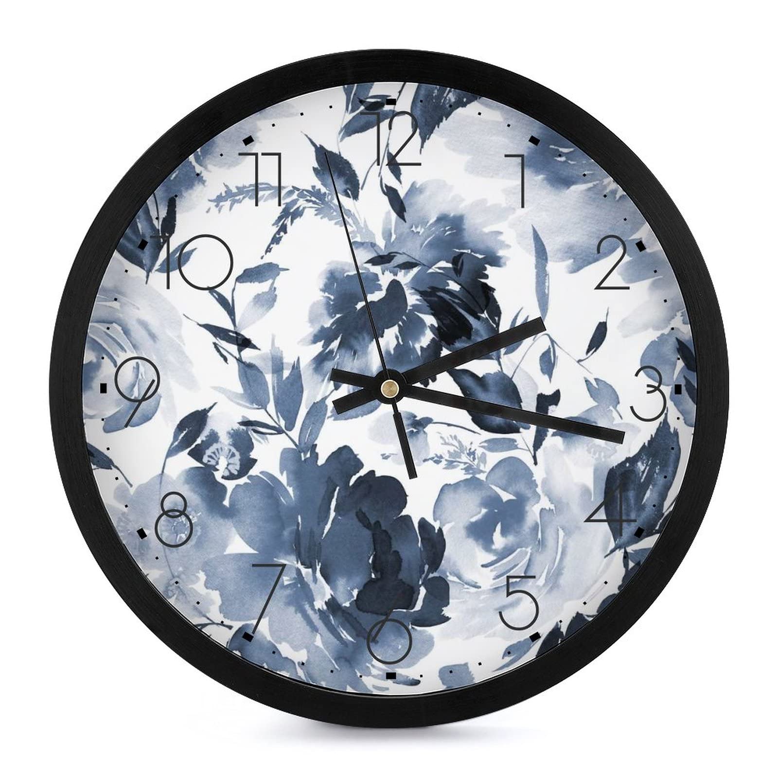 Horloge murale ronde fleurs de la marine de 25.4cm à grands chiffres