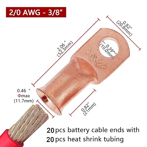 Miniatura 117 de TKDMR 6 terminales de batería de 4 AWG-3/8, terminales de alambre resistentes, terminales de anillo, extremos de cable de batería, terminales