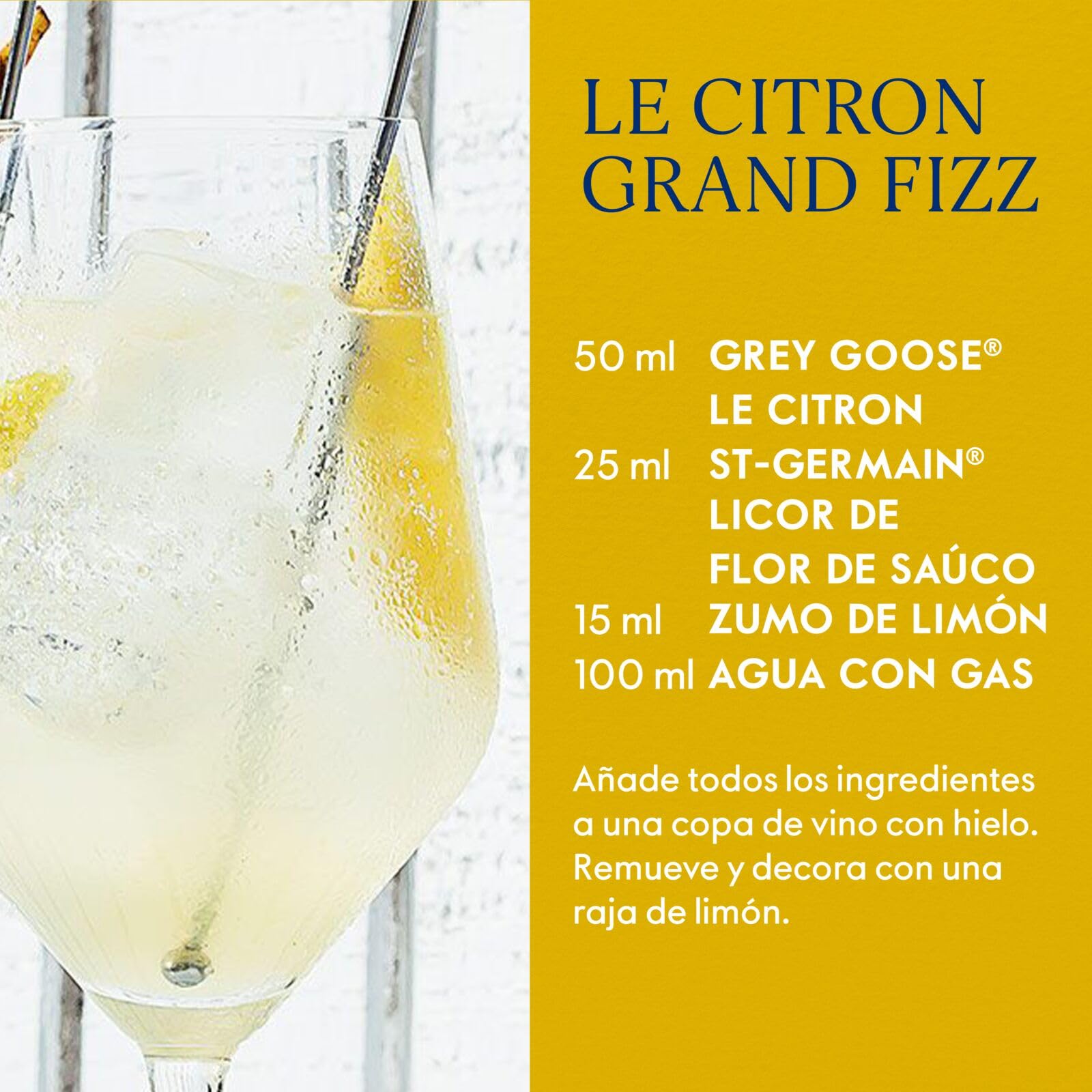GREY GOOSE Le Citron, ALC. 40 %, 100 cl / 1 l, vodka francés de premium elaborado con vodka GREY GOOSE y con la esencia de limones de la región francesa de Menton