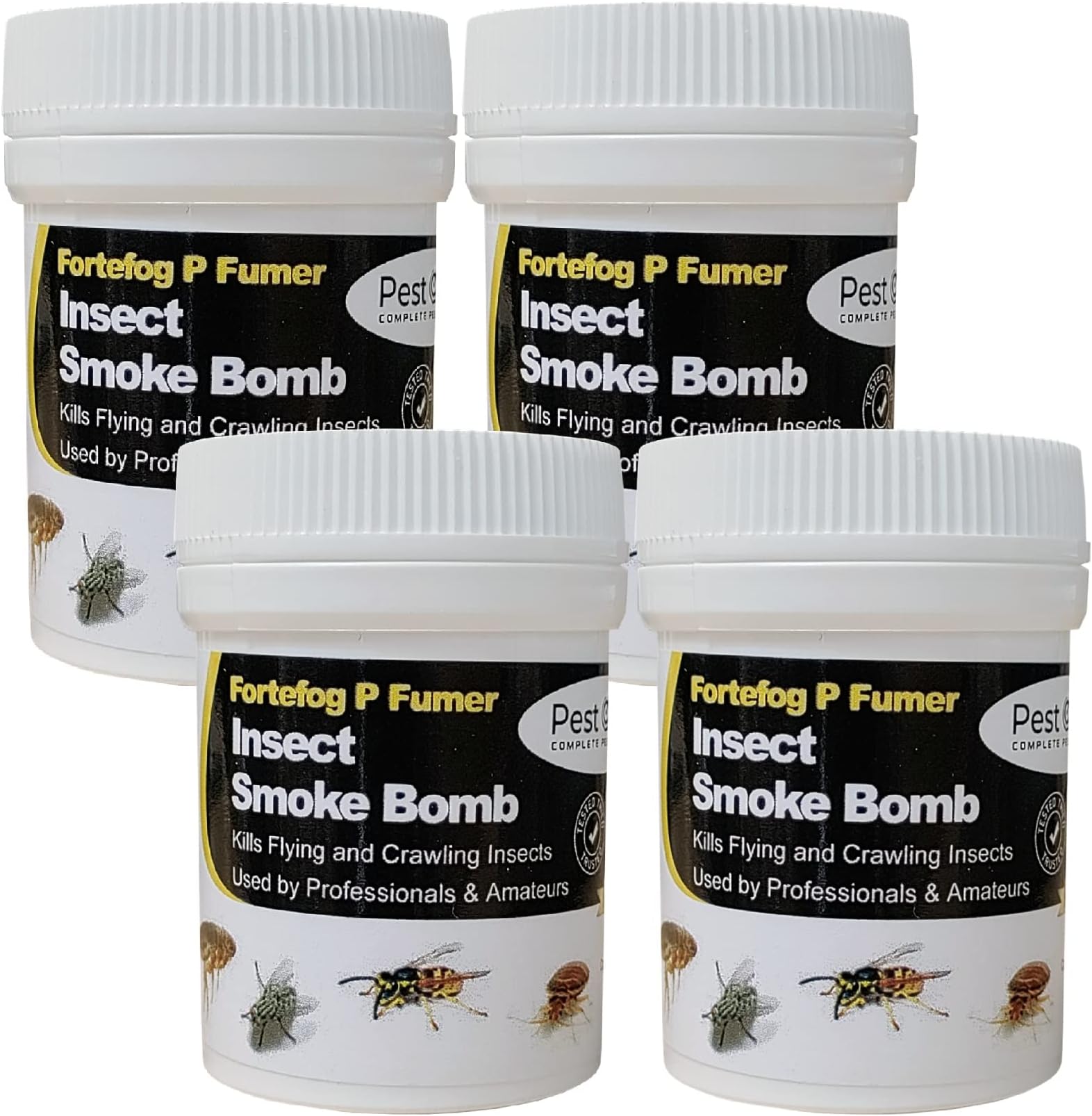 Smoke Bomb Professional Strength Fogger Fumigator for Fleas Bed bugs Moths Cluster fly Spider Poultry Red Mite and all insects Killer Midi Fumer 11g by Pest O One® (Pack of 4)