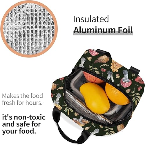 Miniatura 4 de Lonchera aislada para acuarela, hojas de otoño, setas, lonchera, resistente, espaciosa, para adultos, para aprovechar tu día, impermeable, para