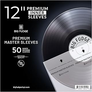 BIG FUDGE Premium Master Vinyl Record Sleeves - 50x Record Inner Vinyl Sleeves for 12" Vinyl Record Storage - Clear 3-Layer LP Sleeves with Anti-Static Rice Paper - Acid Free, Archival Album Sleeves