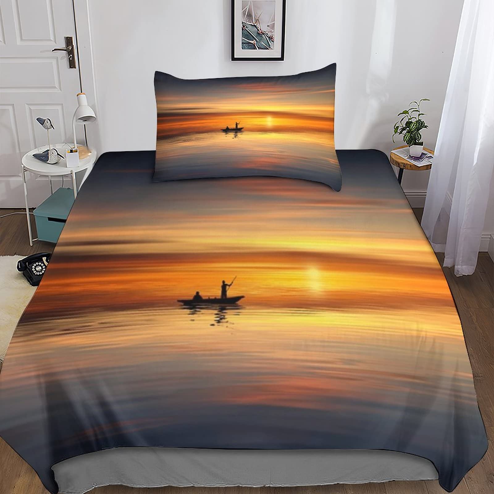 Housse de couette lit simple 3D avec fermeture éclair pour enfiler la couette facilement