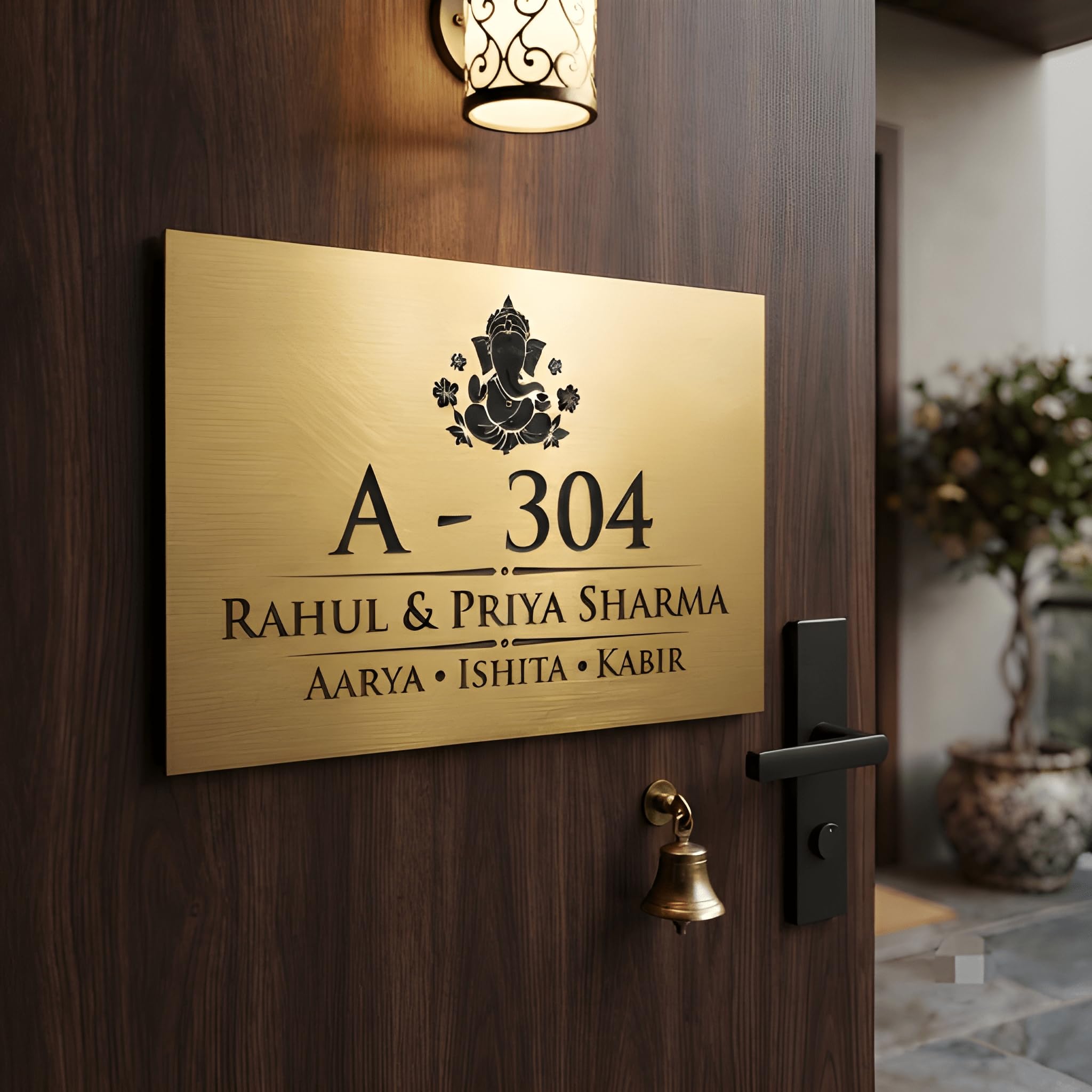 Name Plate for Outdoor Home/Office, Large Size, Self Adhesive Door Name Plate, (Choose Your Own Logo, Om, Swastik, Ganesha and many more, Personalised Name board, (12x8 inches). — Amazon image 5