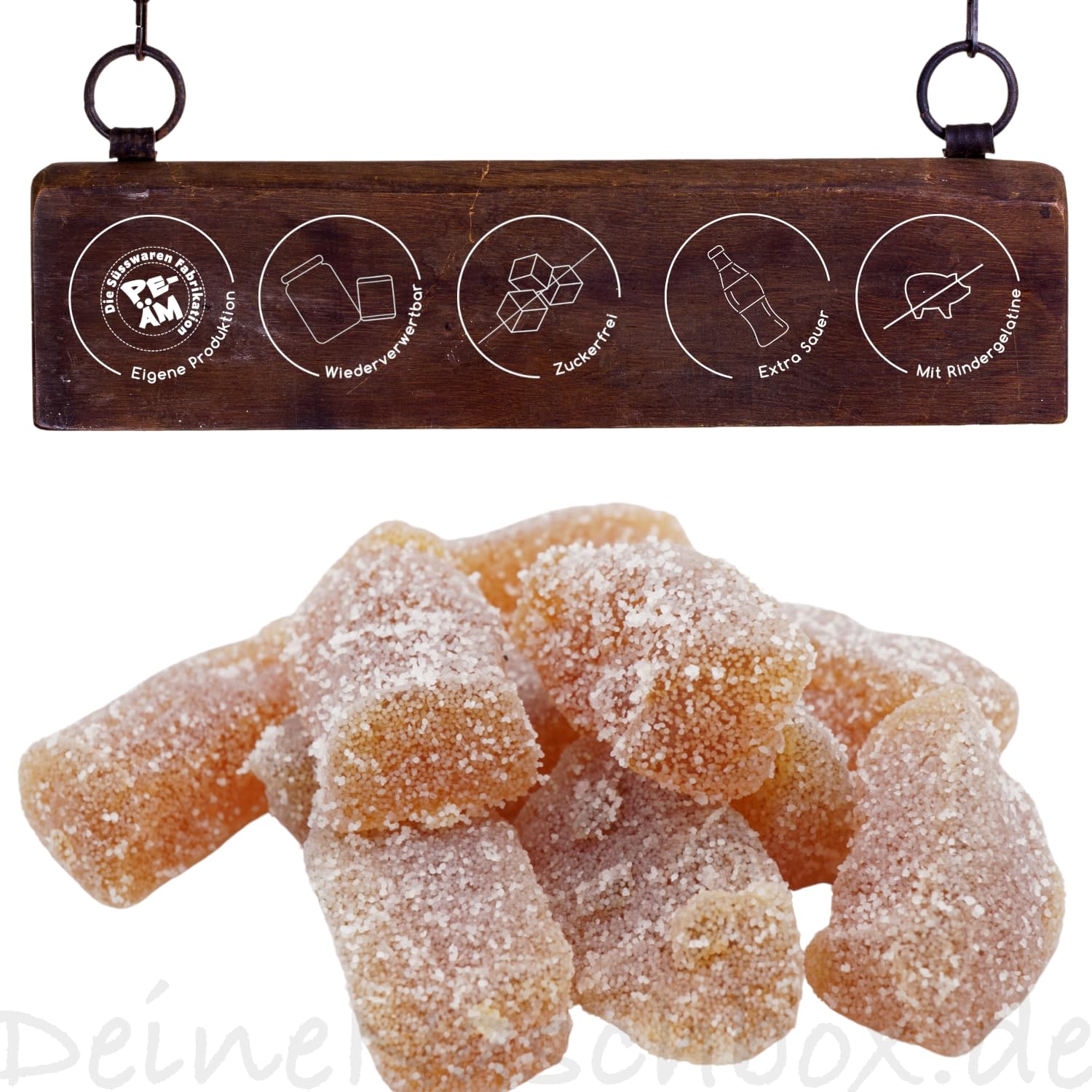 PE-ÄM | Wirklich Saure Zuckerfreie Fruchtgummi Colafläschchen | 2kg Big Pot | XXL Pack für Party, Candybar & Geschenk | Saftig | Premiumfruchtgummi