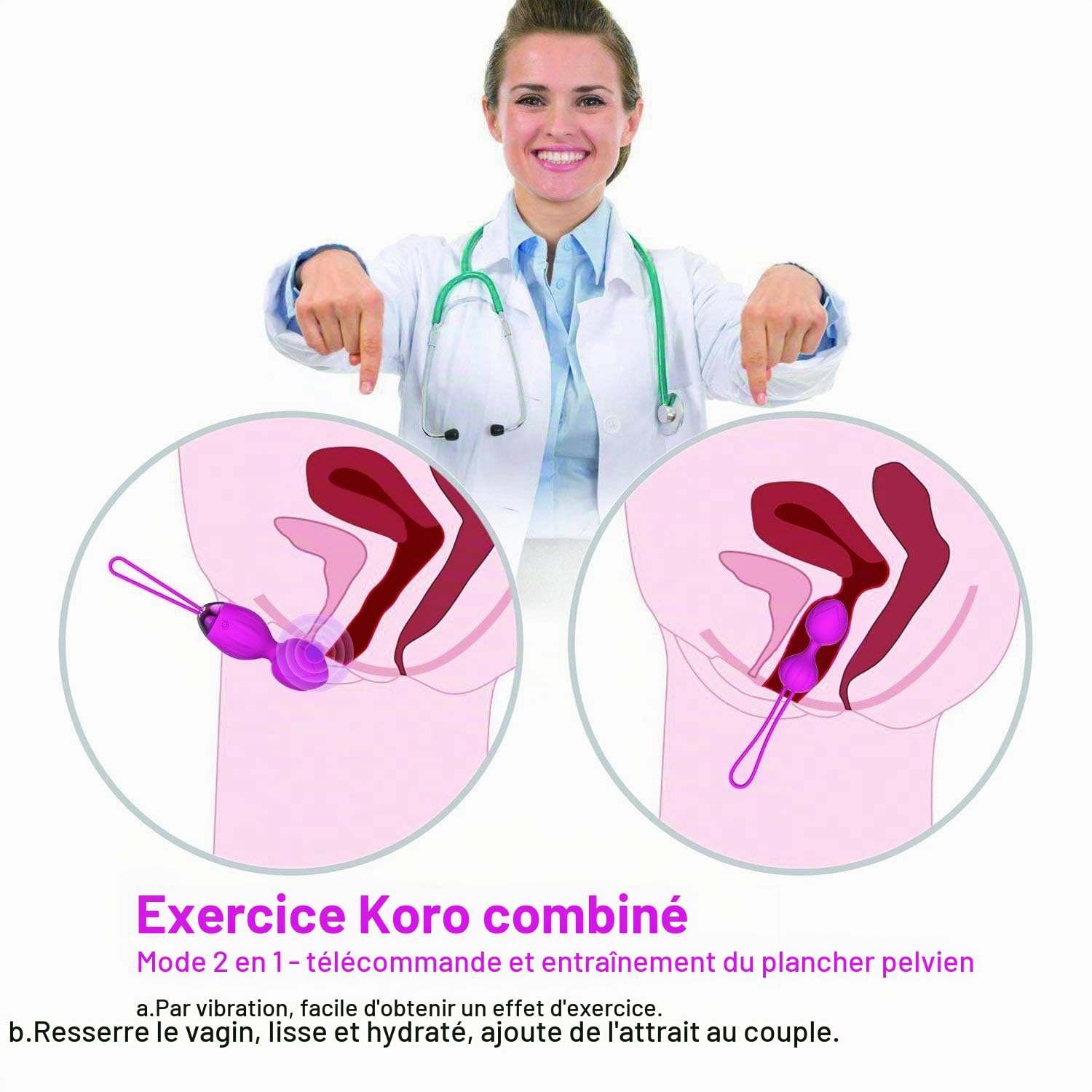 Boules de geishas,Balle de massage Ben Wa Balls Kegel Balls Débutants et resserrement - Médecin recommandé pour le contrôle de la vessie et les exercices sur le plancher pelvien (Rose)