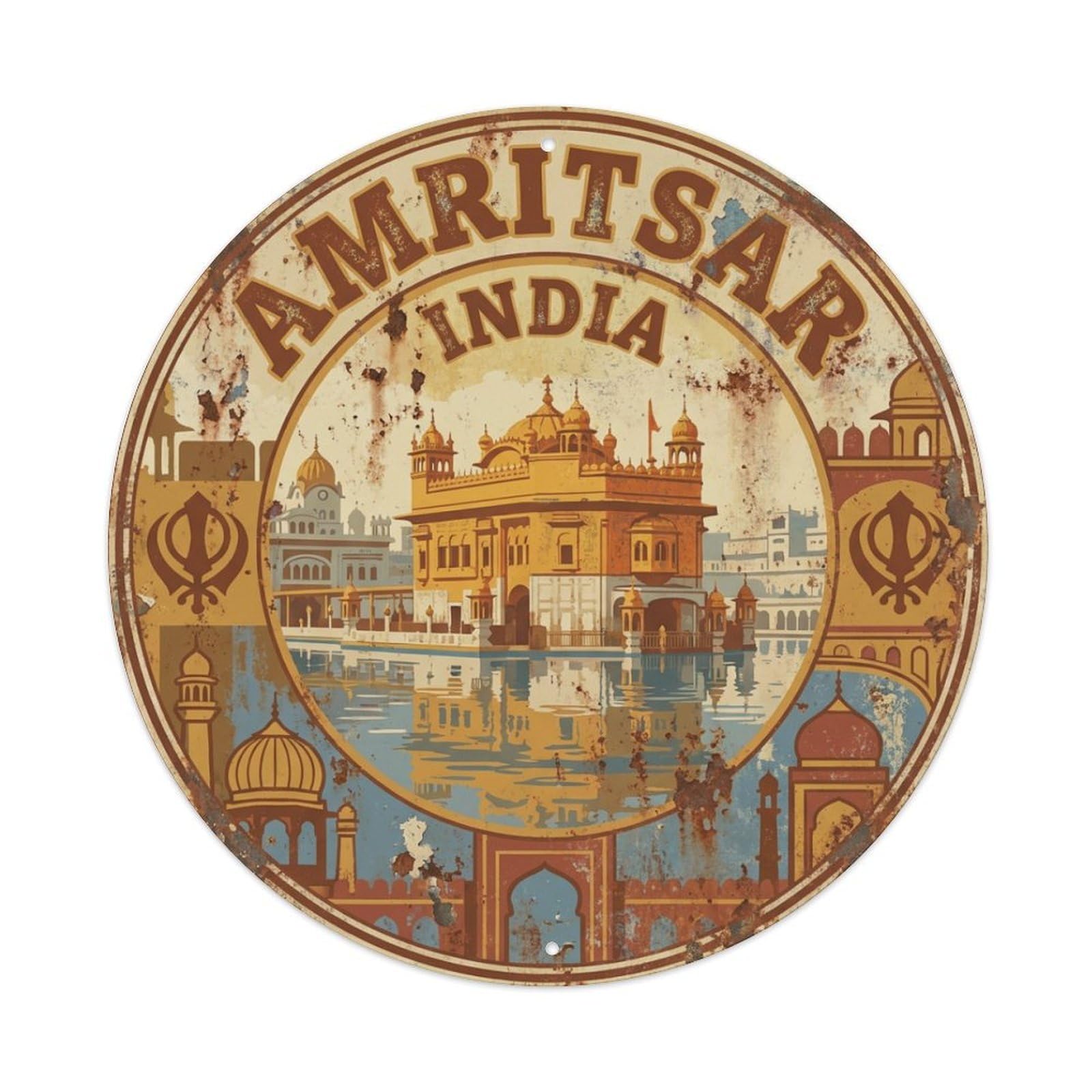 Retro Travel India Amritsar Metal Tin Sign