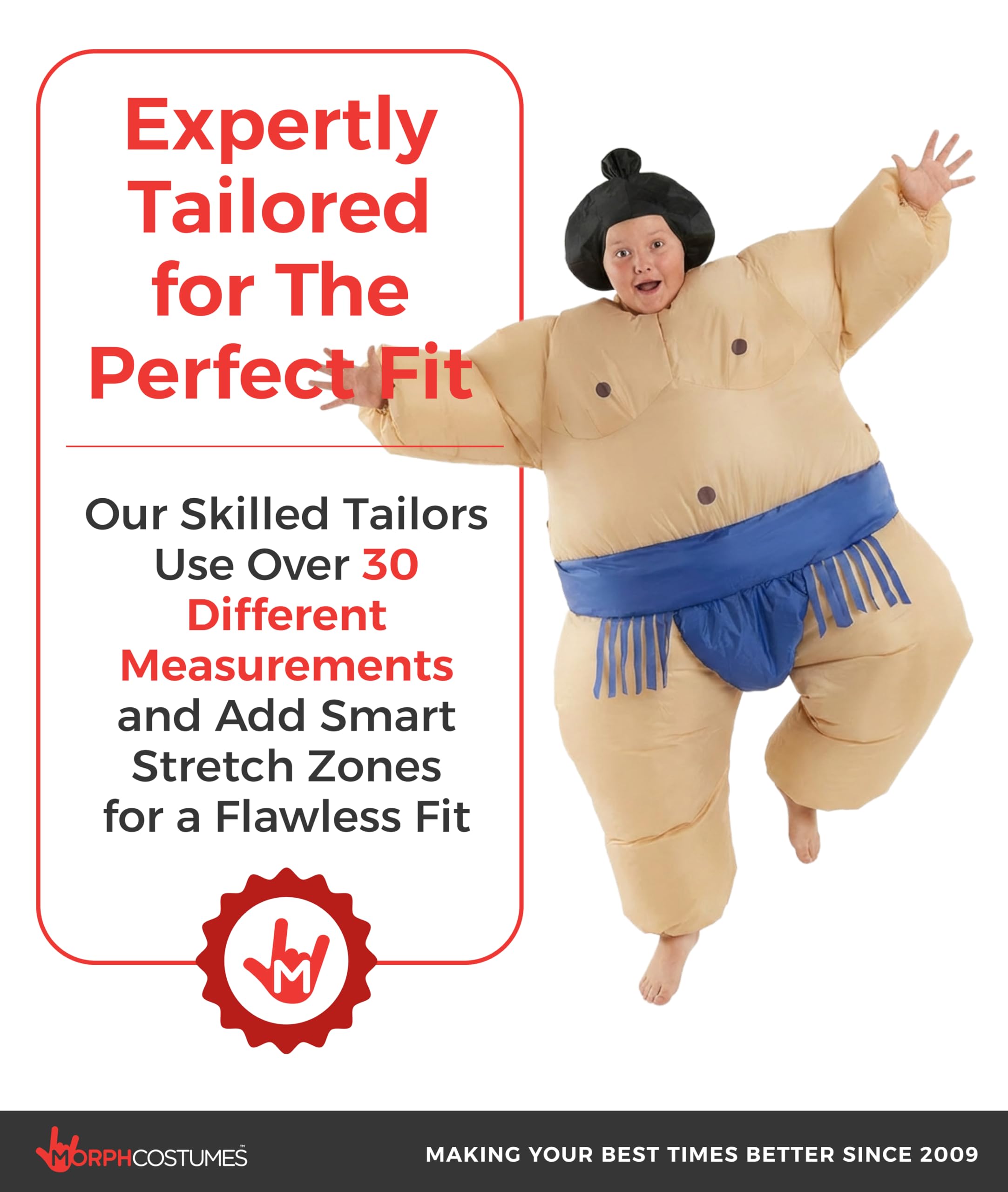 Morph Costume gonfiabile da lottatore di sumo per bambini, costume di Halloween per feste divertenti per bambini