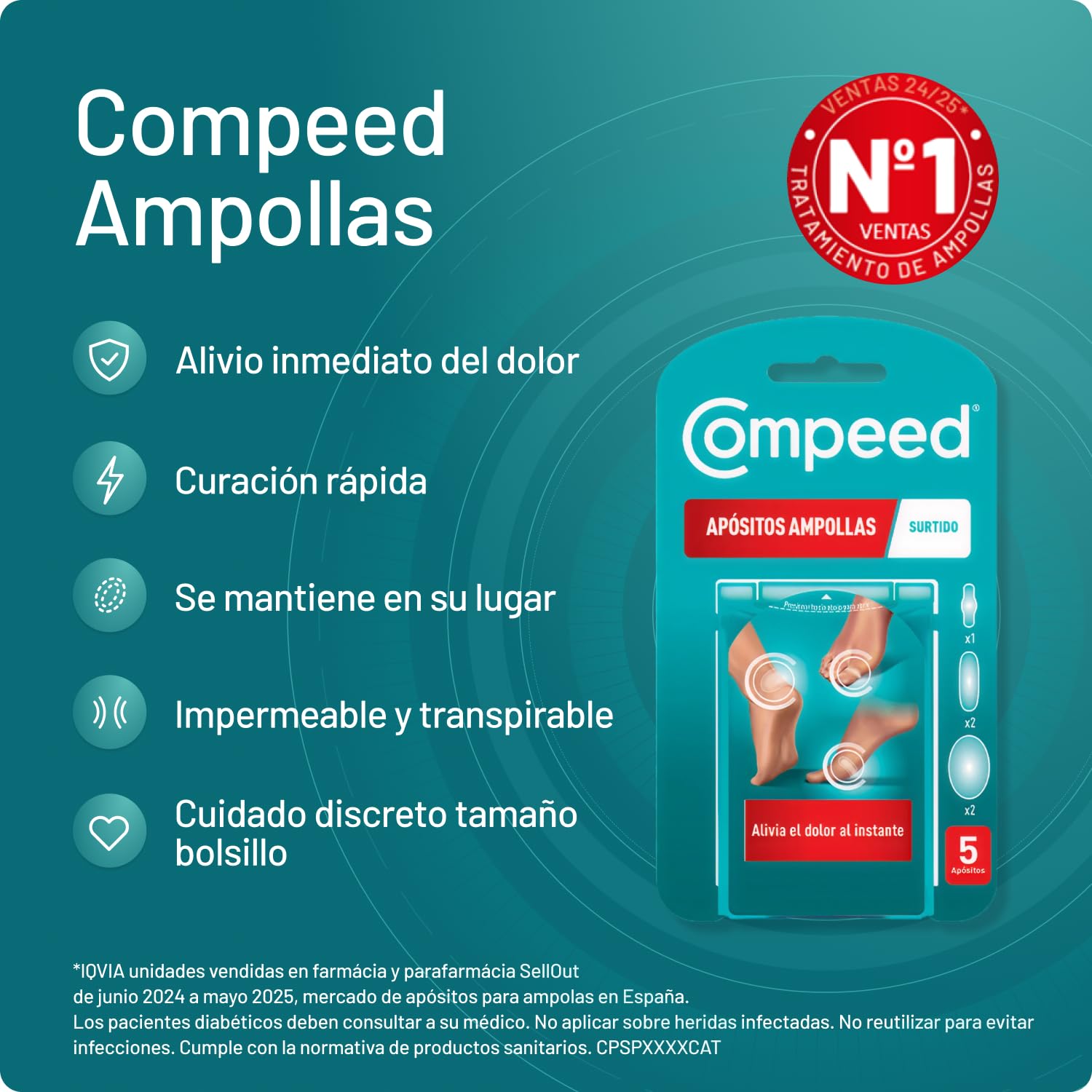 COMPEED Ampollas Surtido, Apósitos Hidrocoloides Contra Rozaduras , Pack 5 uds.