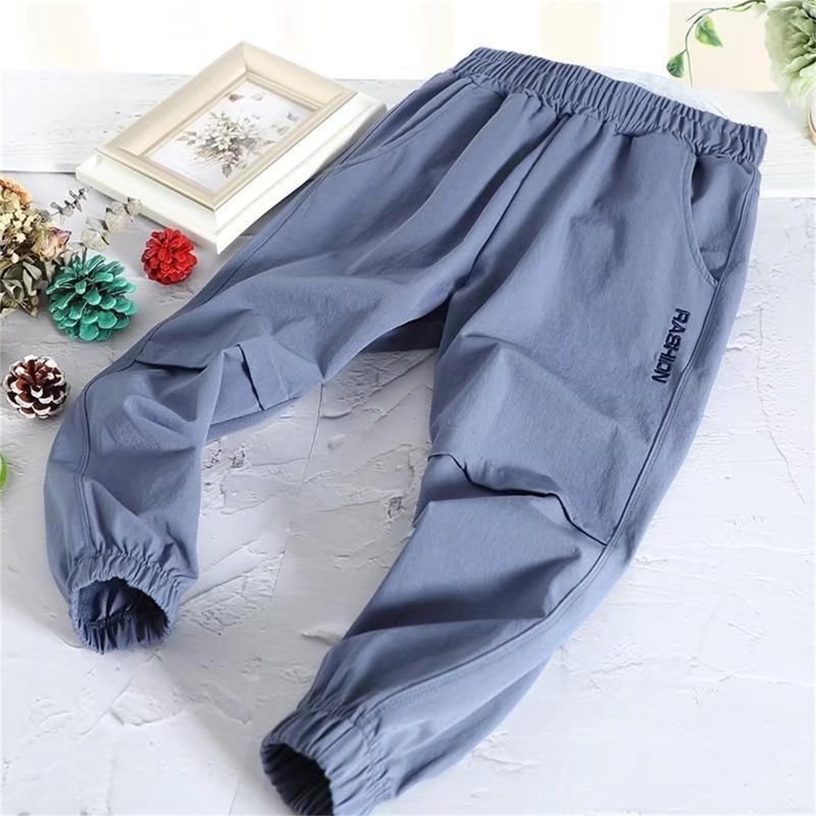 Generisch 2026 Pantalones deportivos para niños y niños, pantalones de jogging, pantalones casuales con cintura elástica, leggings sudoración, azul, 4-5 años