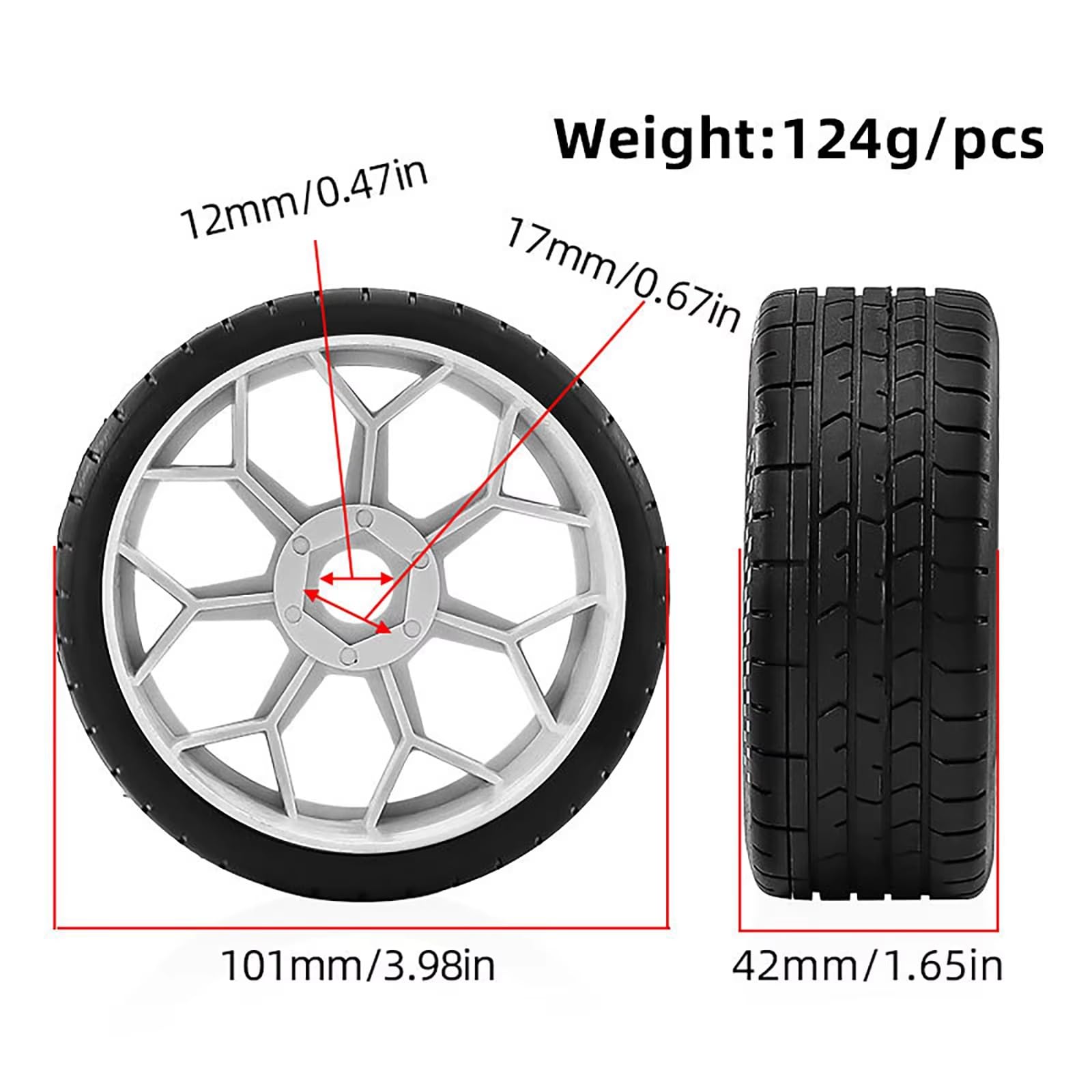 Ruota Degli Pneumatici Autostradali Per Infraction Per Felony 1/7 | Parti auto RC pneumatici autostrada bassa resistenza rotolamento tracciamento preciso alta velocità(White)