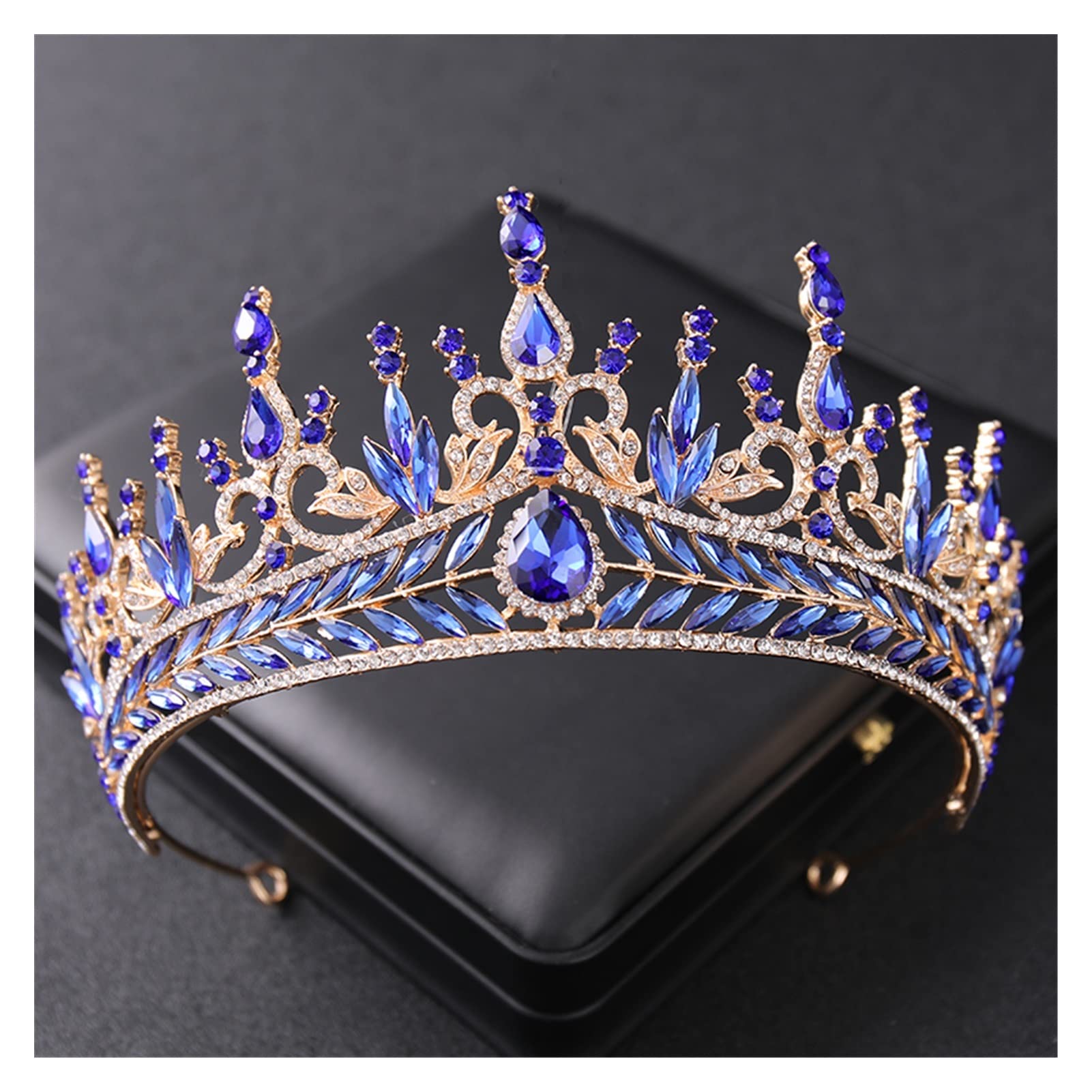 Luruxy barokowe kryształowe korony i tiary Rhinestone Princess Prom Diadem kobiety ślubne akcesoria do włosów dla nowożeńców biżuteria z pałąkiem na głowę Tiara (kolor metalu: zielony)