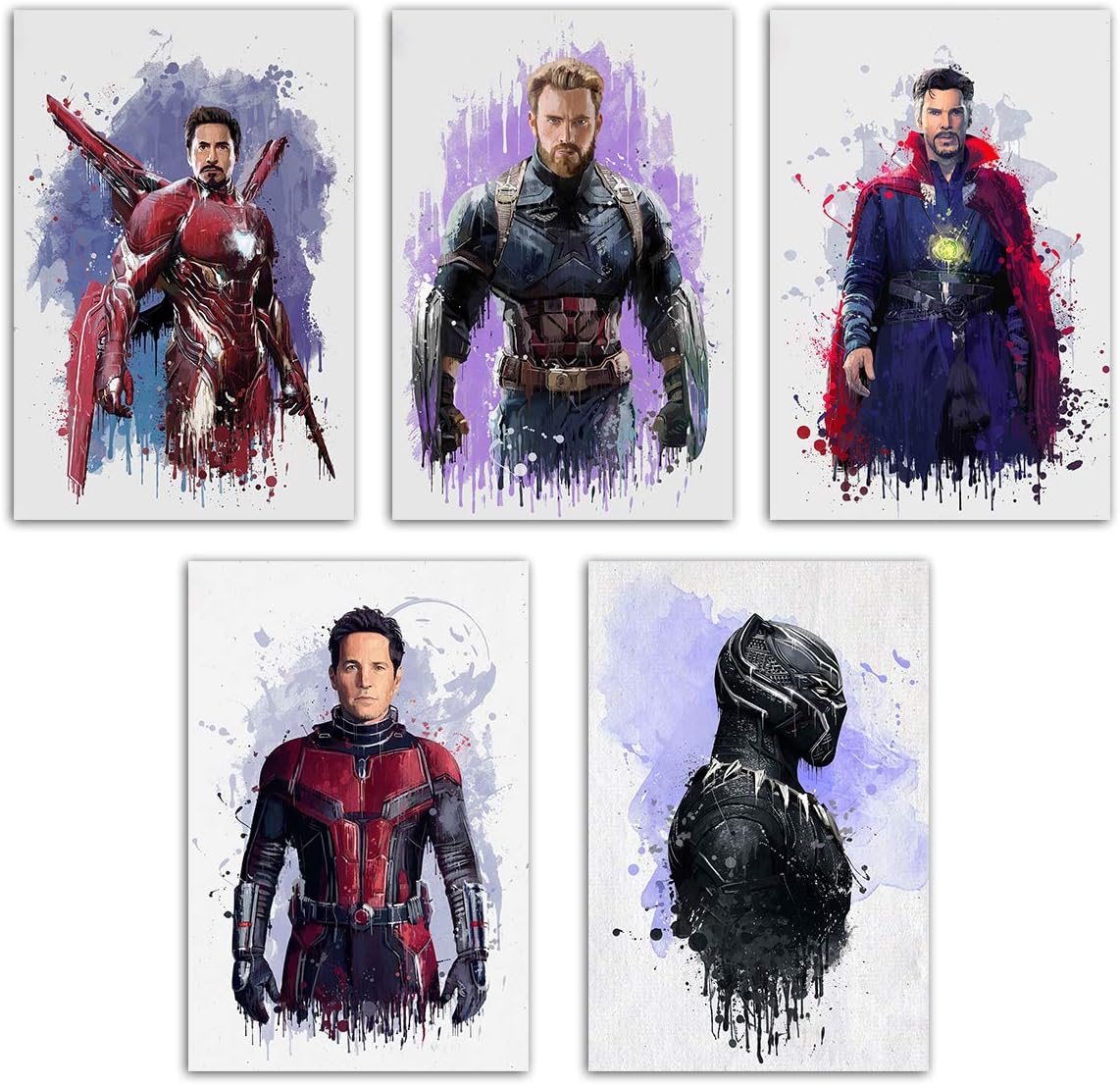 Lingula Marvel Avengers Wall Art Poster - Canvas Wall Decoration 8x12 inch x 5pcs No frame Purple