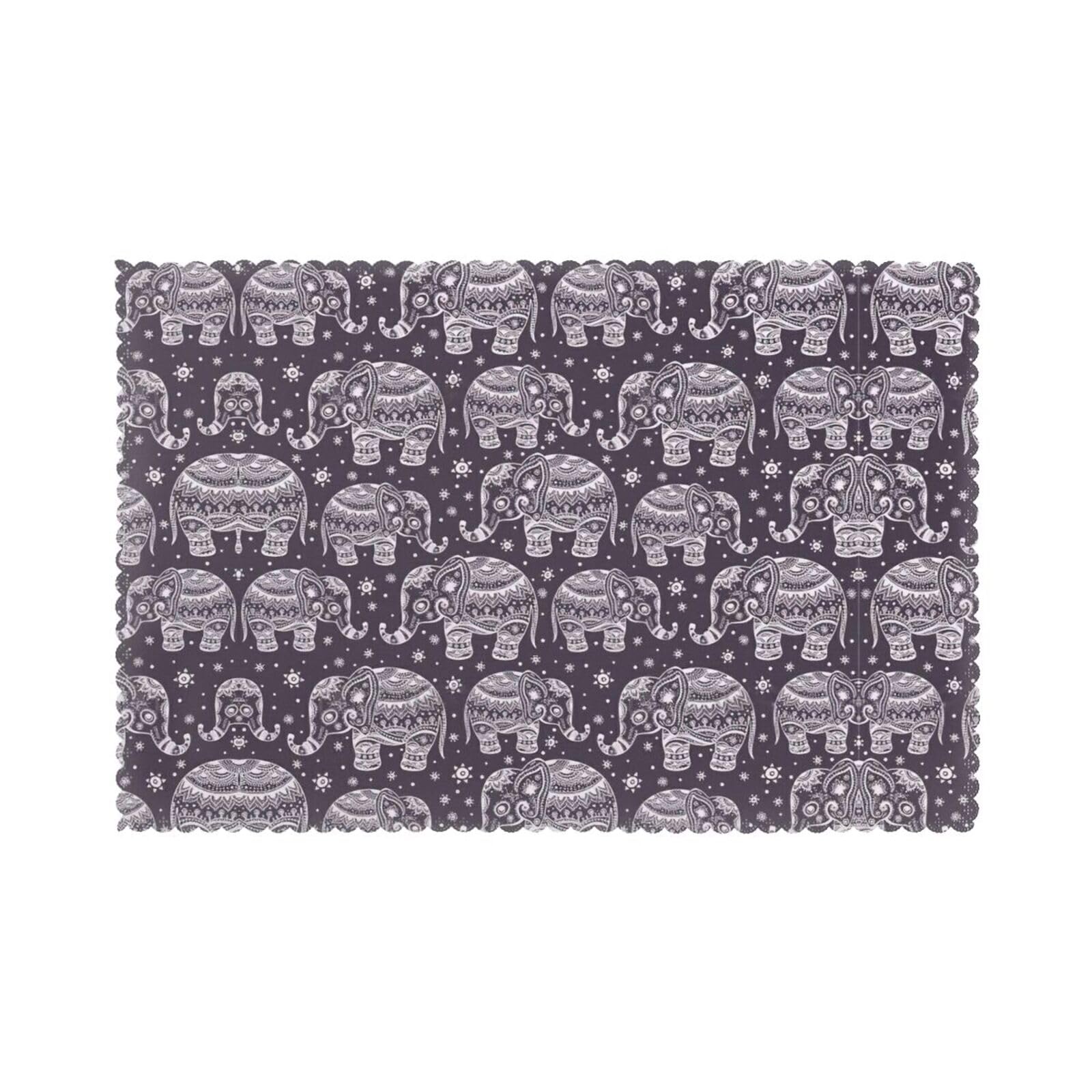Sets de table éléphant lavables et thermorésistants en lot de 6