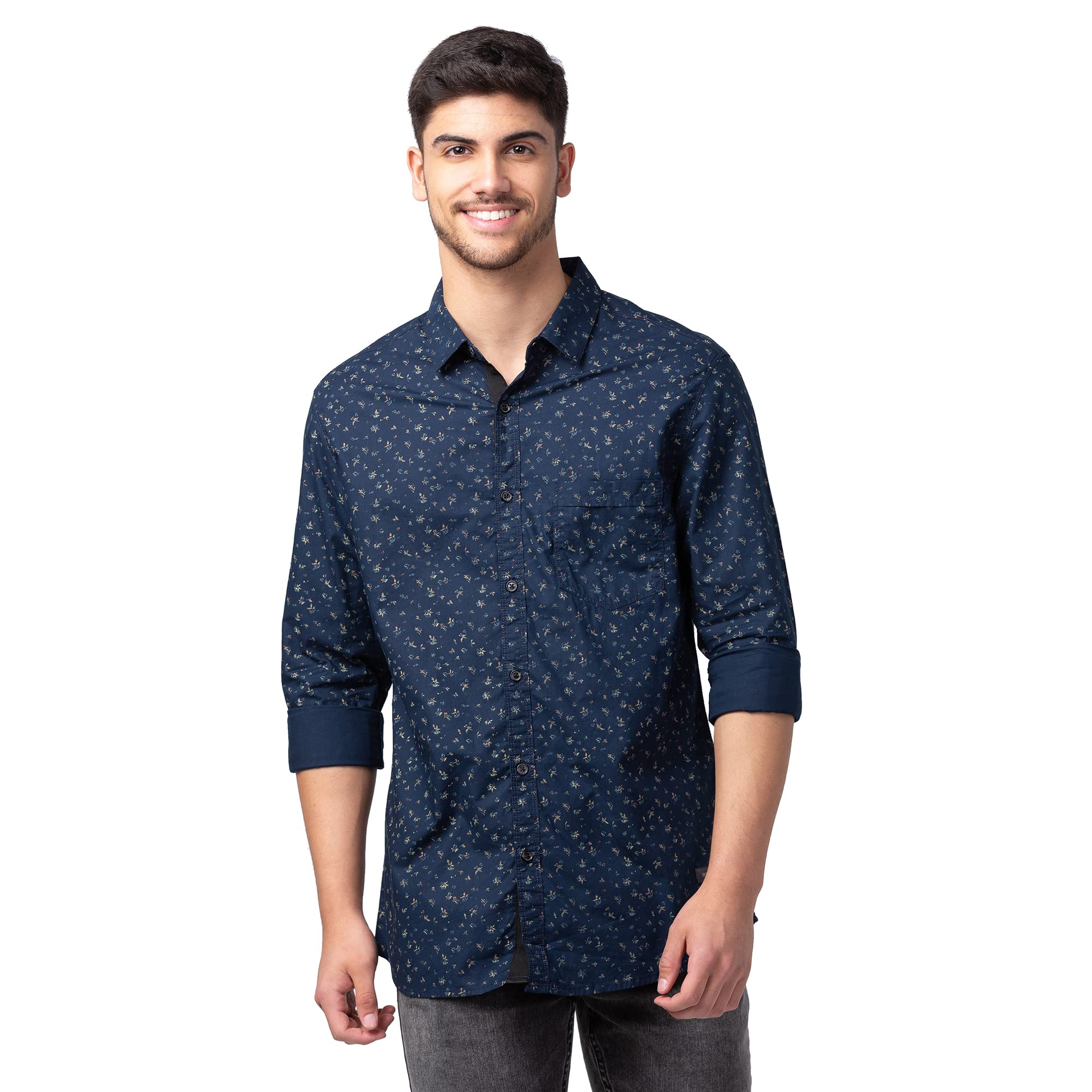 spykar Men's Slim Fit N/A Full Sleeve Printed Casual Shirts-picture-21