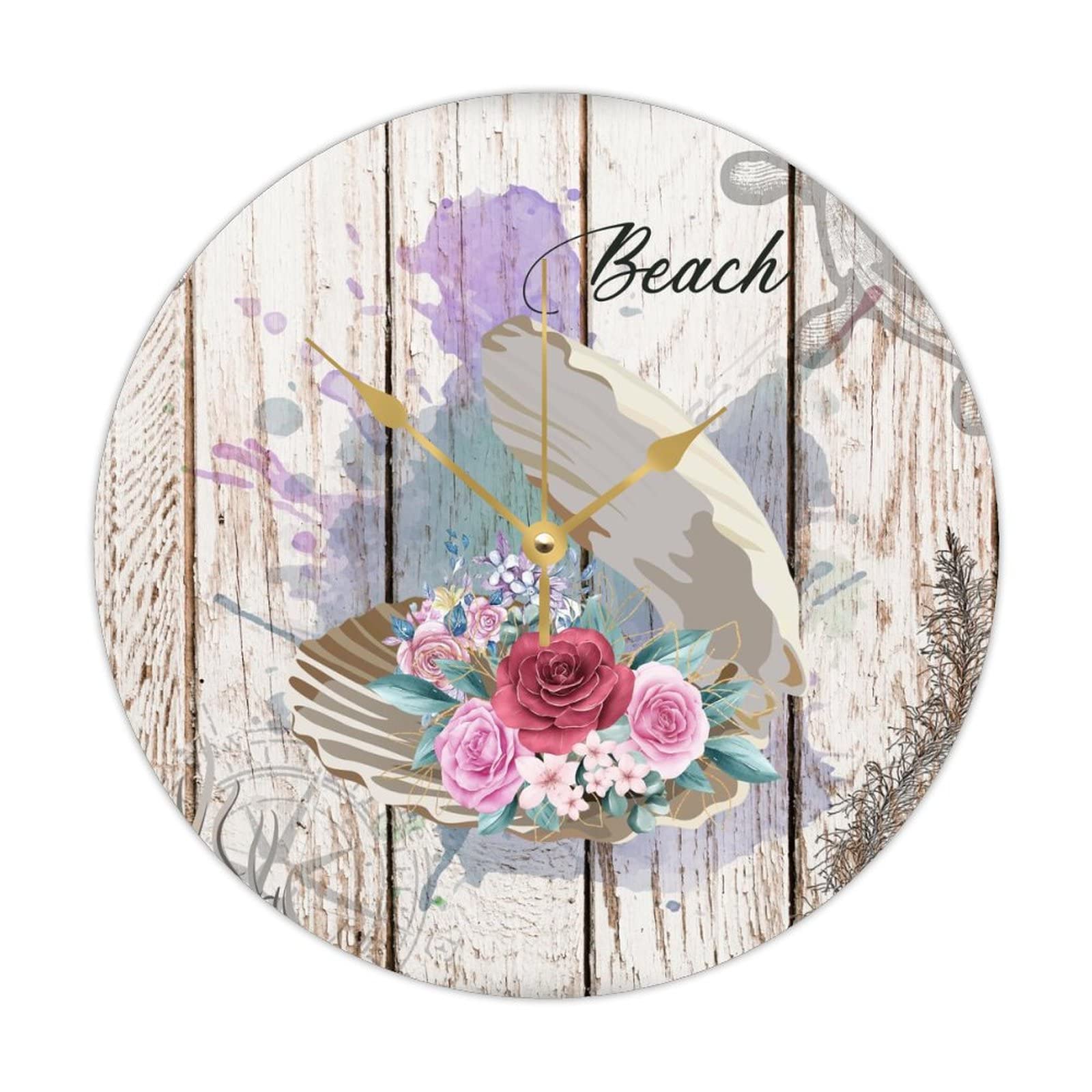 Horloge murale en bois de haute qualité océan design marin chic 38cm