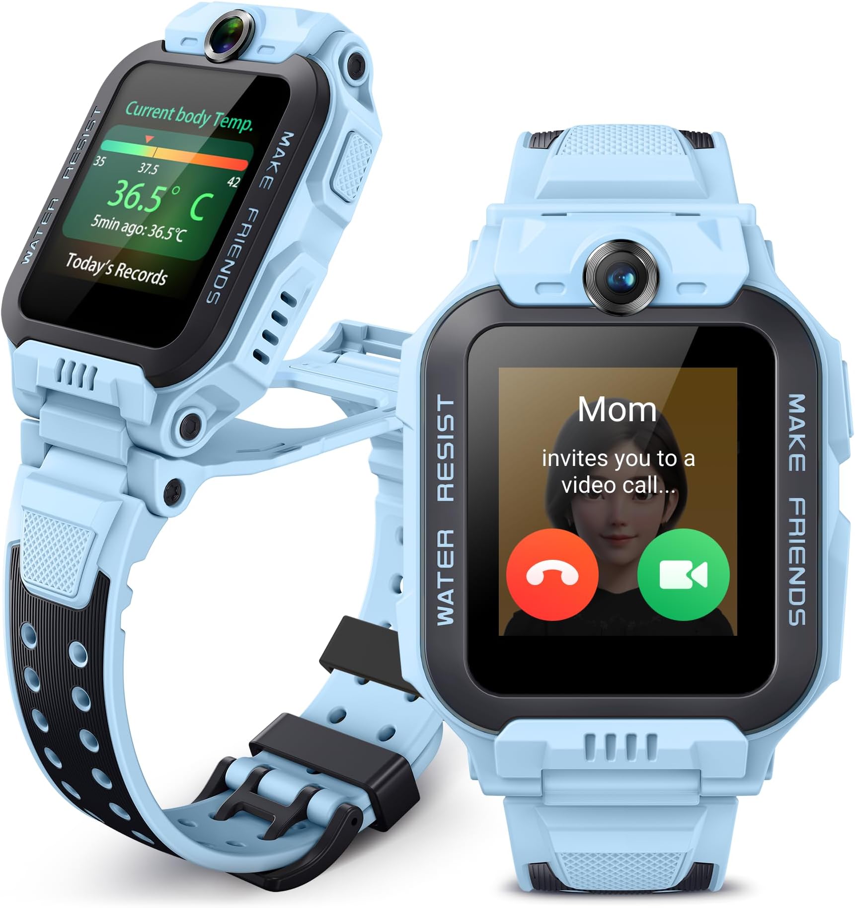 imoo Z7 Watch Phone Smart Watch, Smartwatch Phone with Two Way Video&Phone Call, Kids GPS Watch with Locating & IPX8 Swimming Water-Resistance, Stay Connected with Kids(Blue)