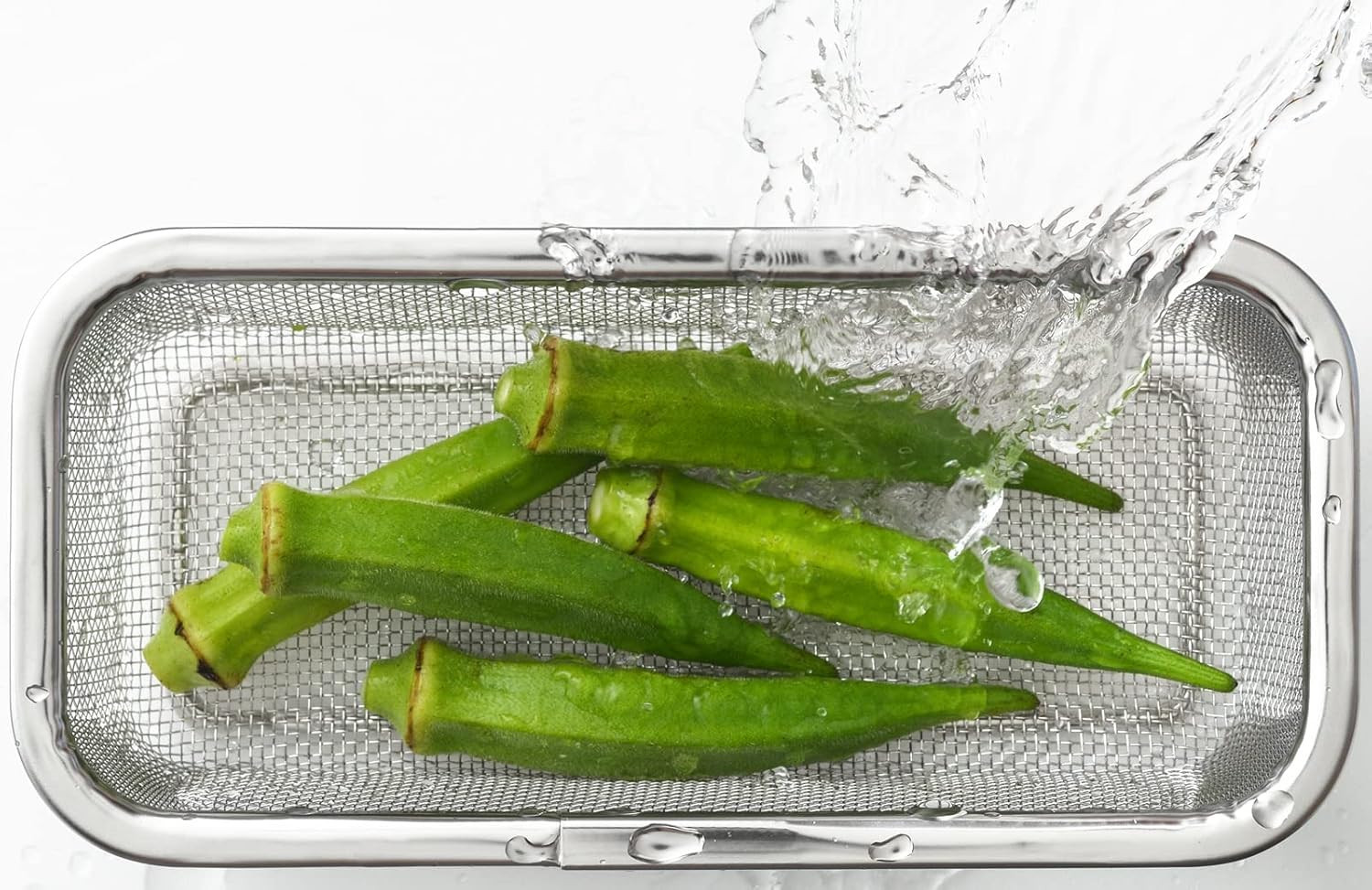 Yoshikawa YJ3364 Colander, Stainless Steel, Colander, Square, Vegetables, Length 8.1 x Width 3.8 x Height 2.1 inches (20.5 x 9.7 x 5.3 cm), Slim